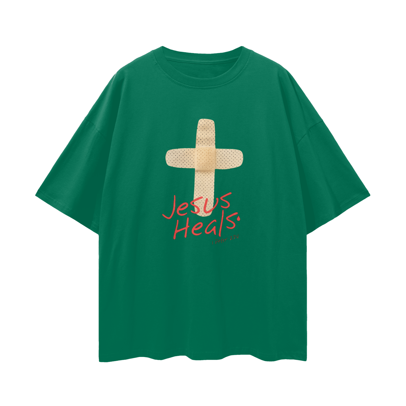 Religous Vintage/Y2K Jesus Heals Band Aid Oversized T Shirt