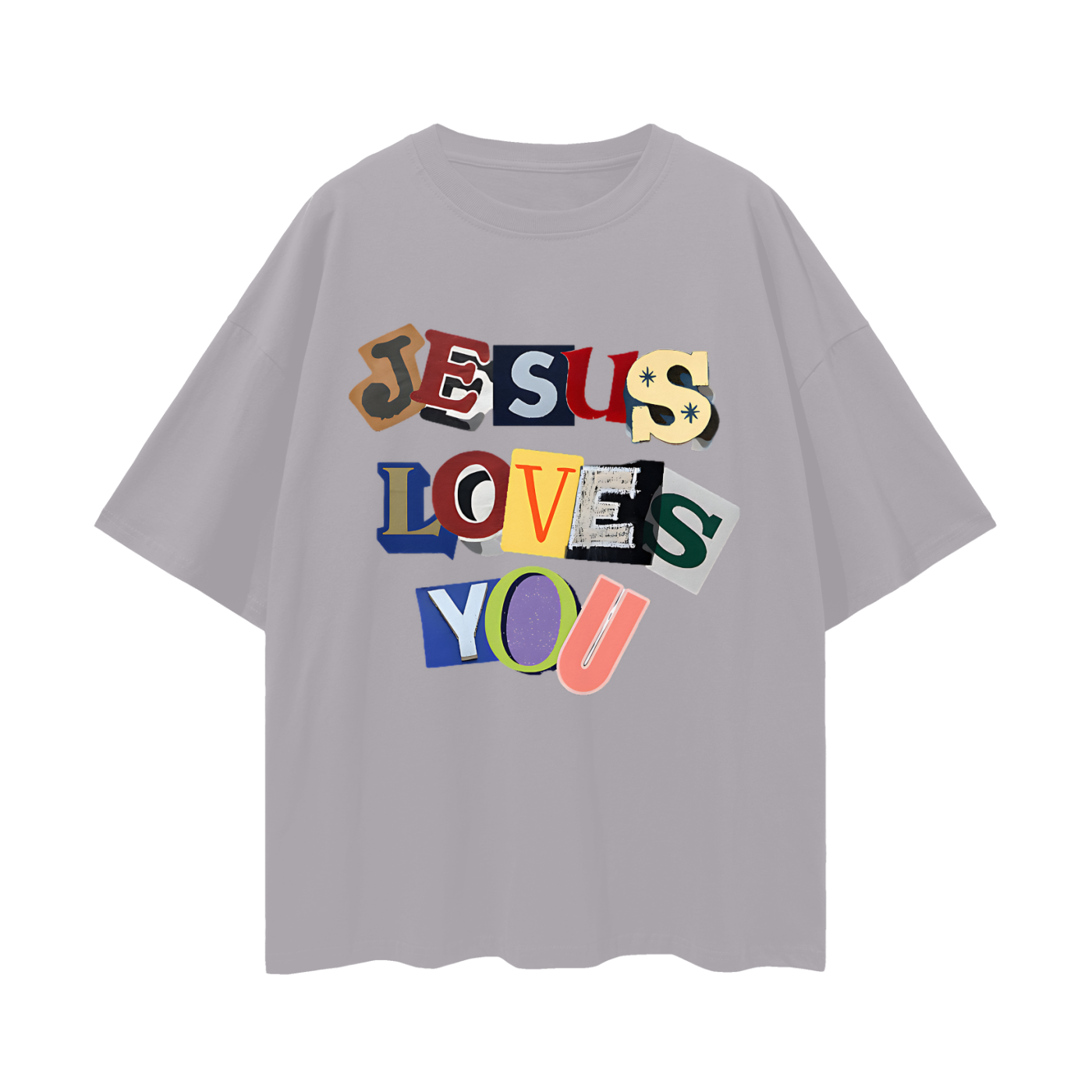 Religious Jesus Loves You Graphic Oversized T Shirt