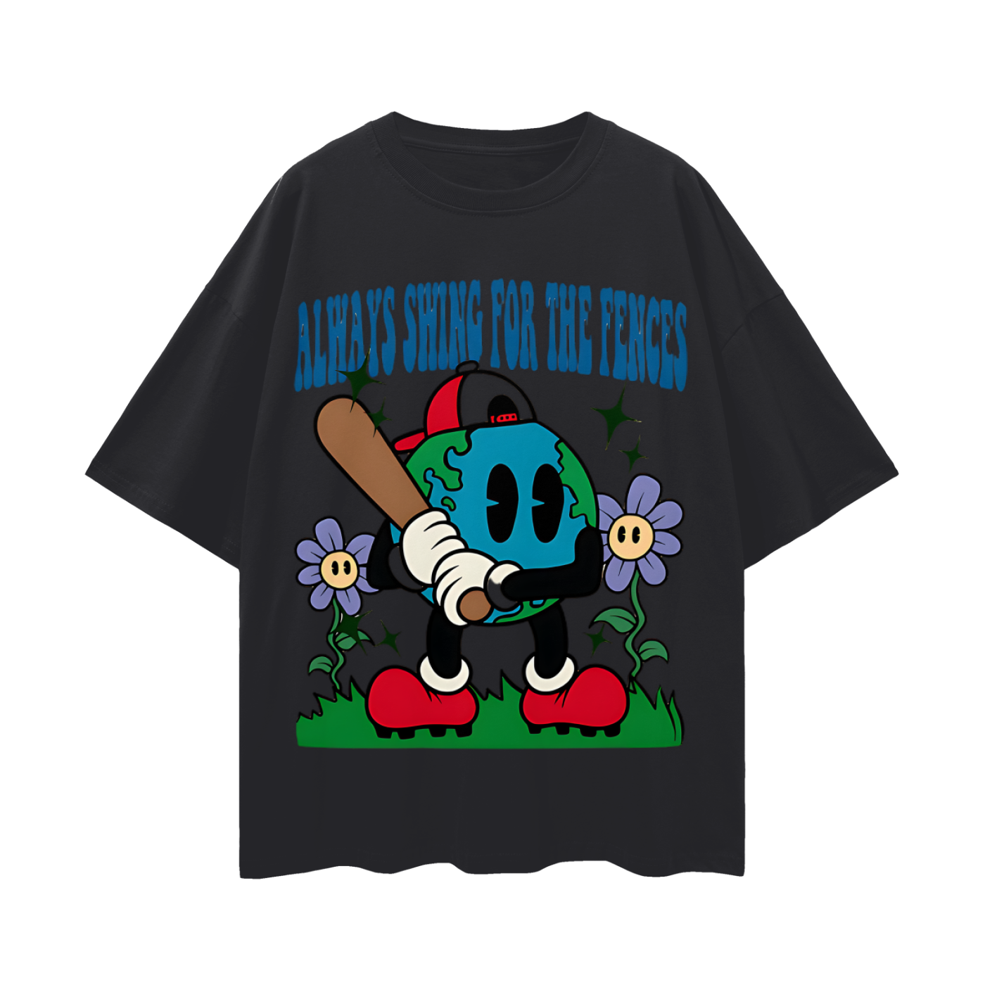 Swing For The Fences Baseball Graphic Oversized T Shirt