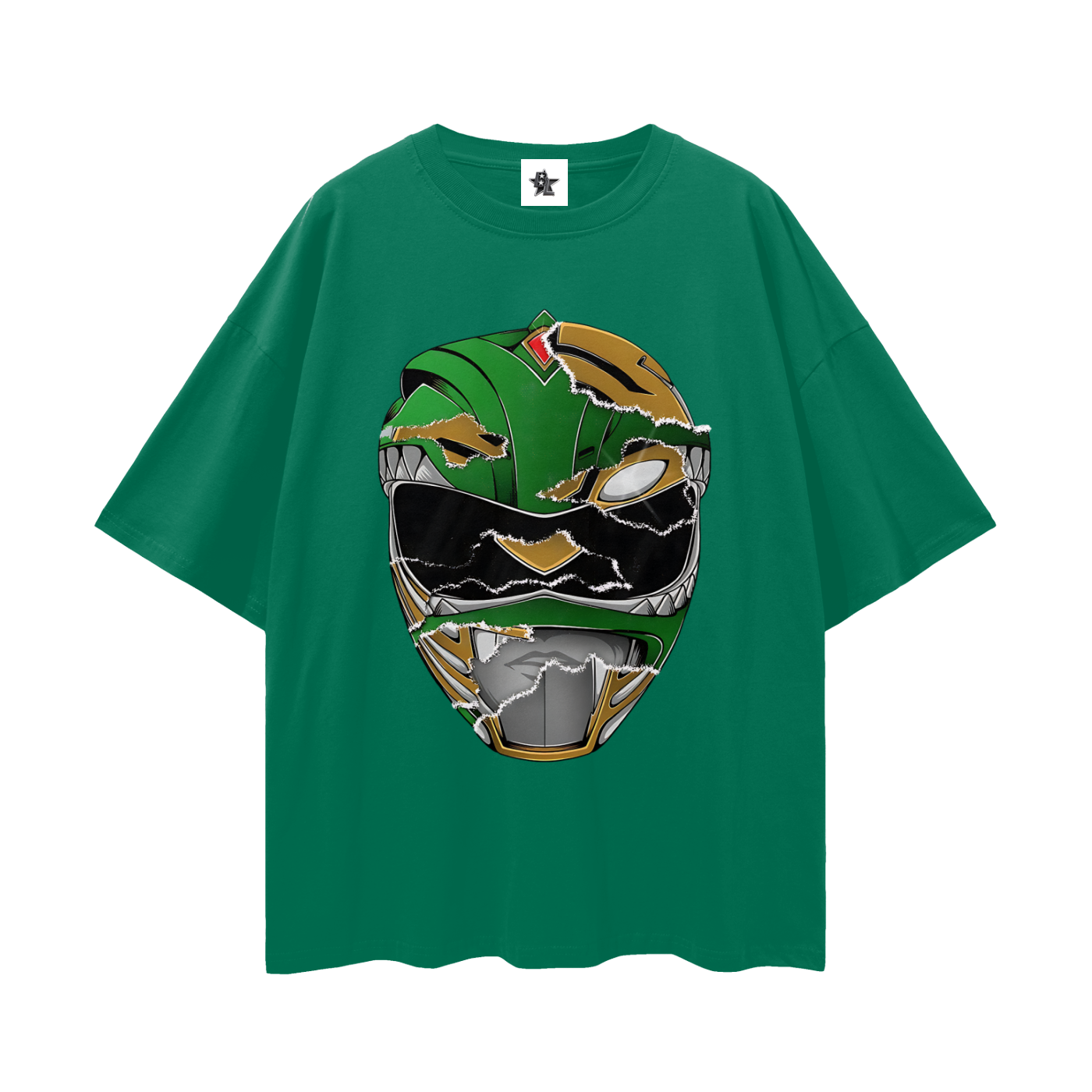 Vintage/Y2K Green Power Ranger Mask Oversized T Shirt