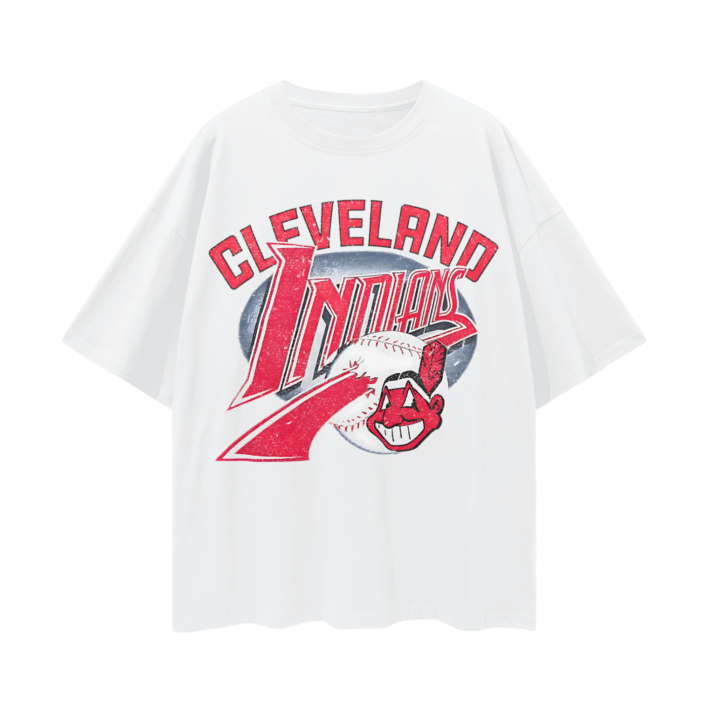 Vintage Like Cleveland Indians Baseball Graphic Oversized T Shirt