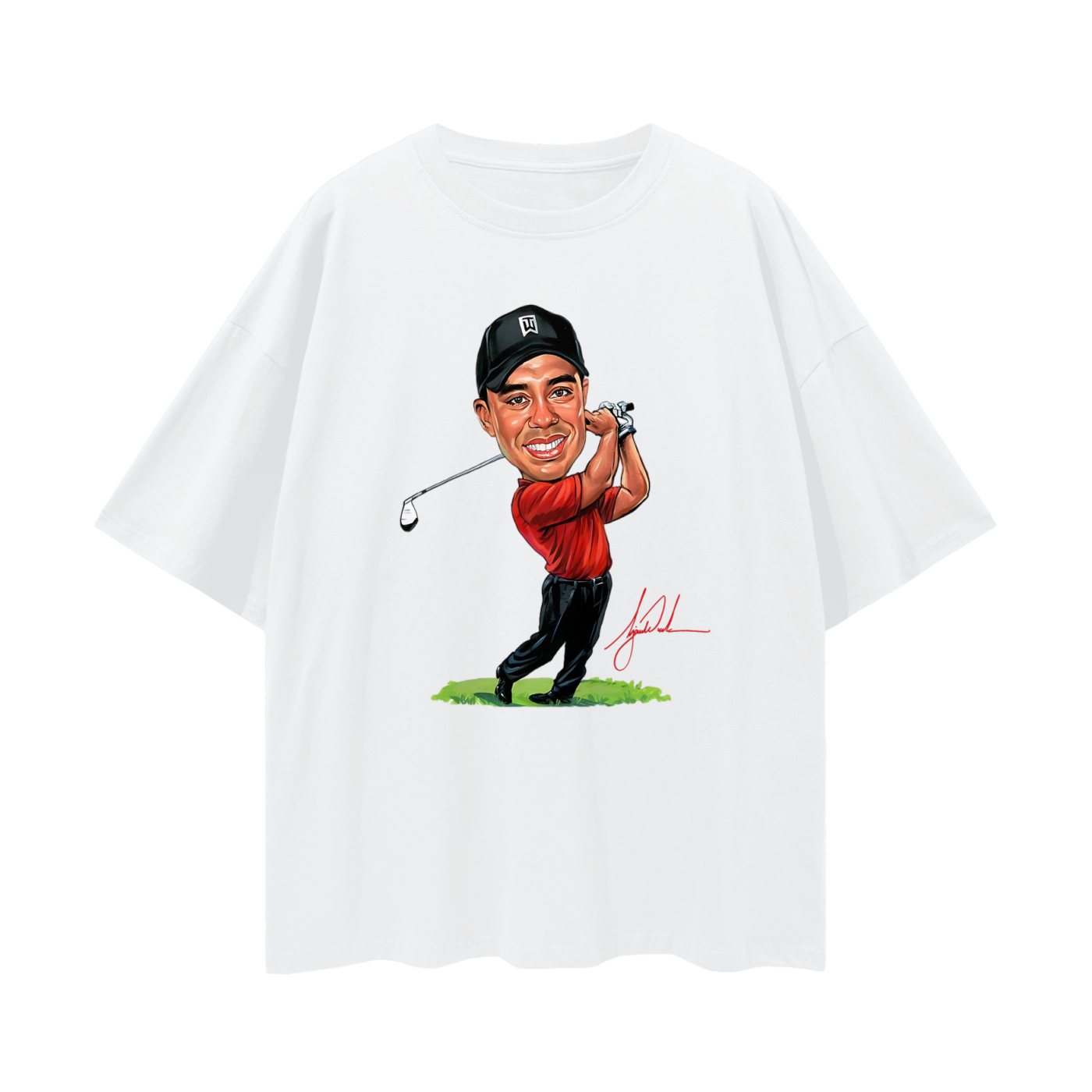 Vintage Like Tiger Wood Cartoon Graphic Oversized T Shirt