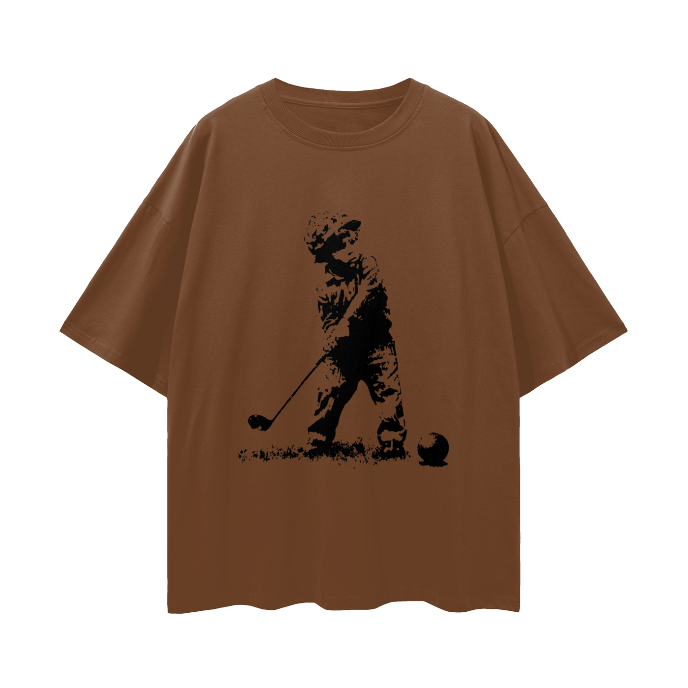Kid Soldier Golfing Graphic Oversized T Shirt