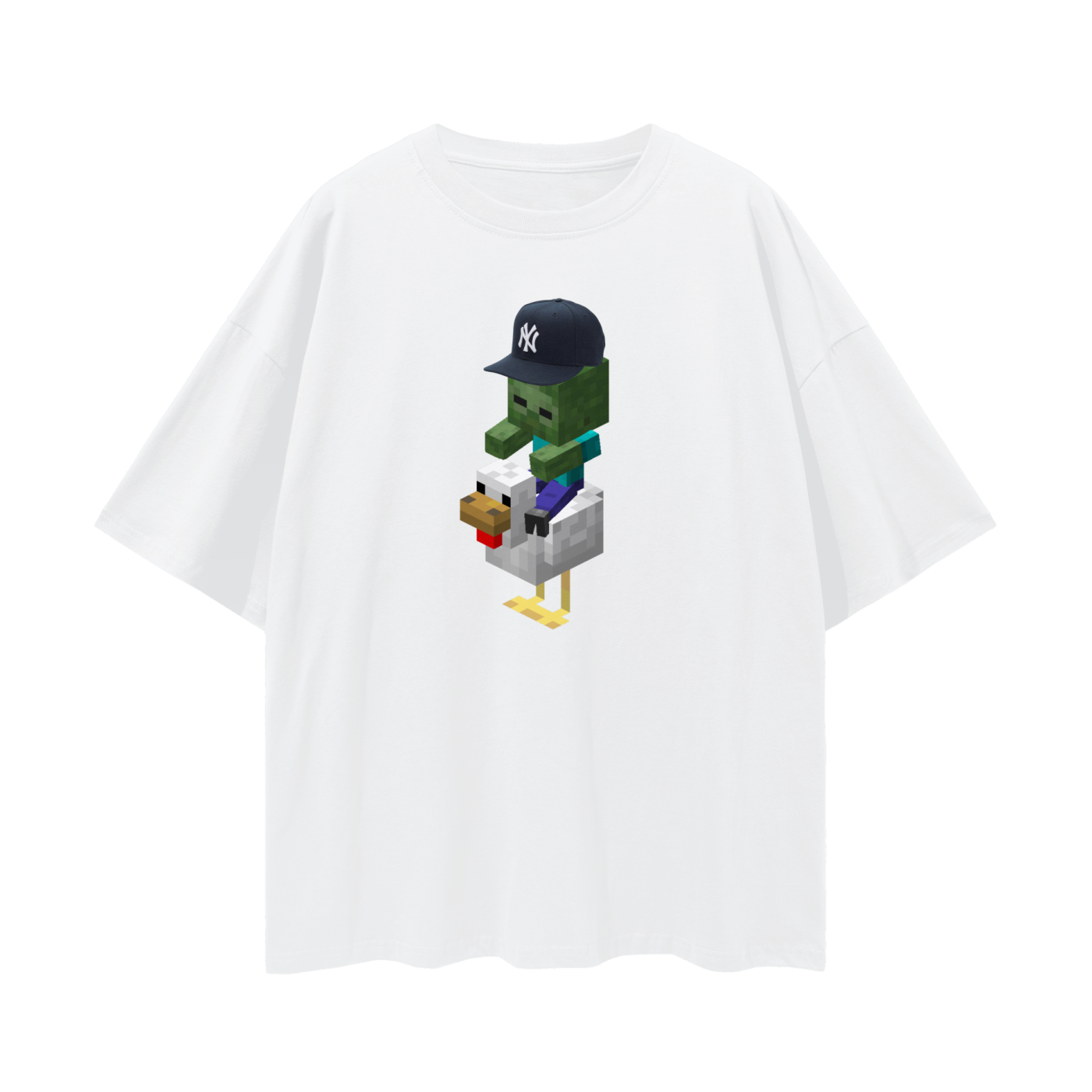 Baby Zombie With NY Fitted Riding A Chicken T Shirt