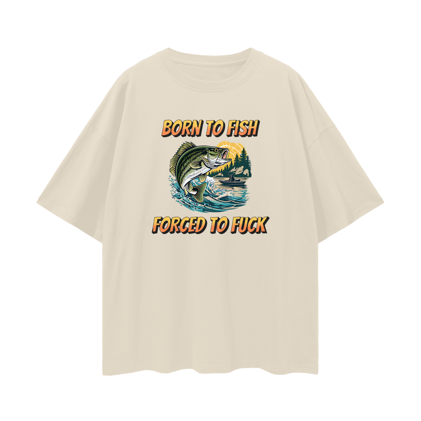 Funny Fishing "Forced To Fish" Oversized T Shirt