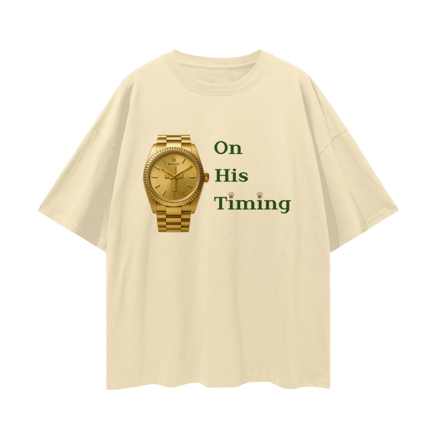 Religious Jesus On His Timing Rolex Like Graphic Oversized T Shirt