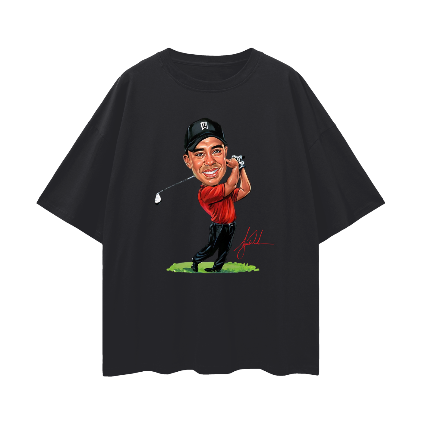 Vintage Like Tiger Wood Cartoon Graphic Oversized T Shirt