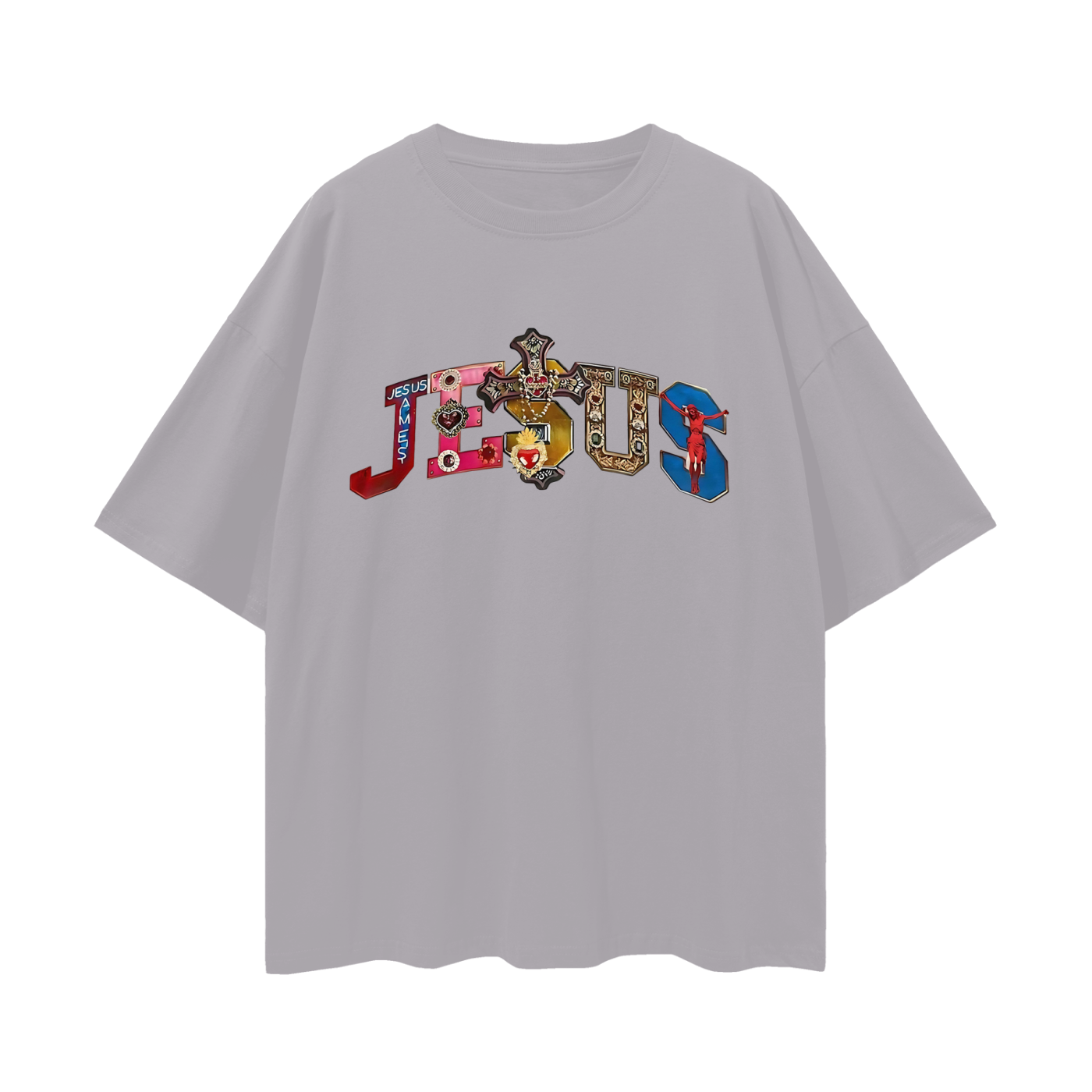 Religious Jesus Spell Out Graphic Oversized T Shirt