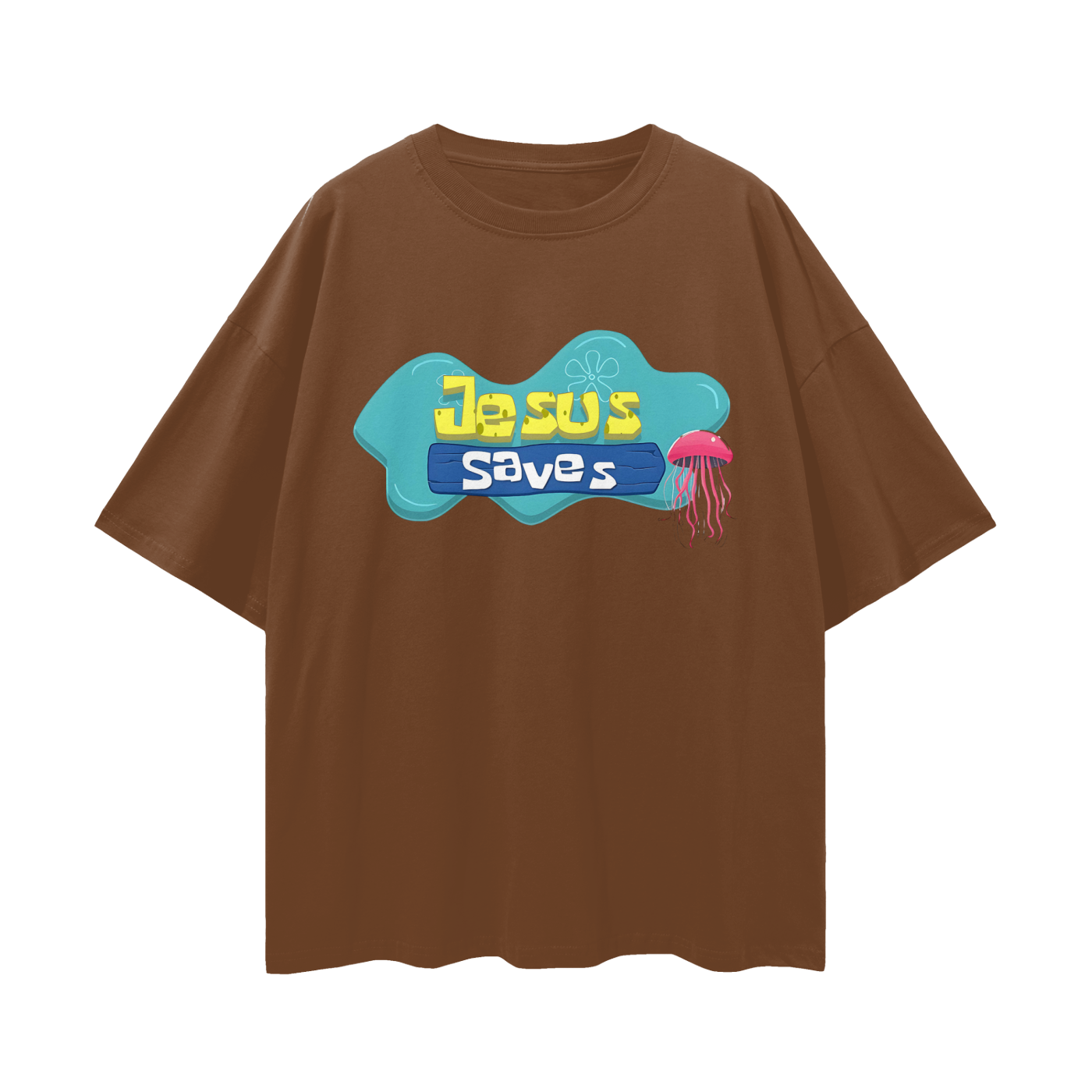 Religious Jesus Saves Spongebob Graphic Oversized T Shirt