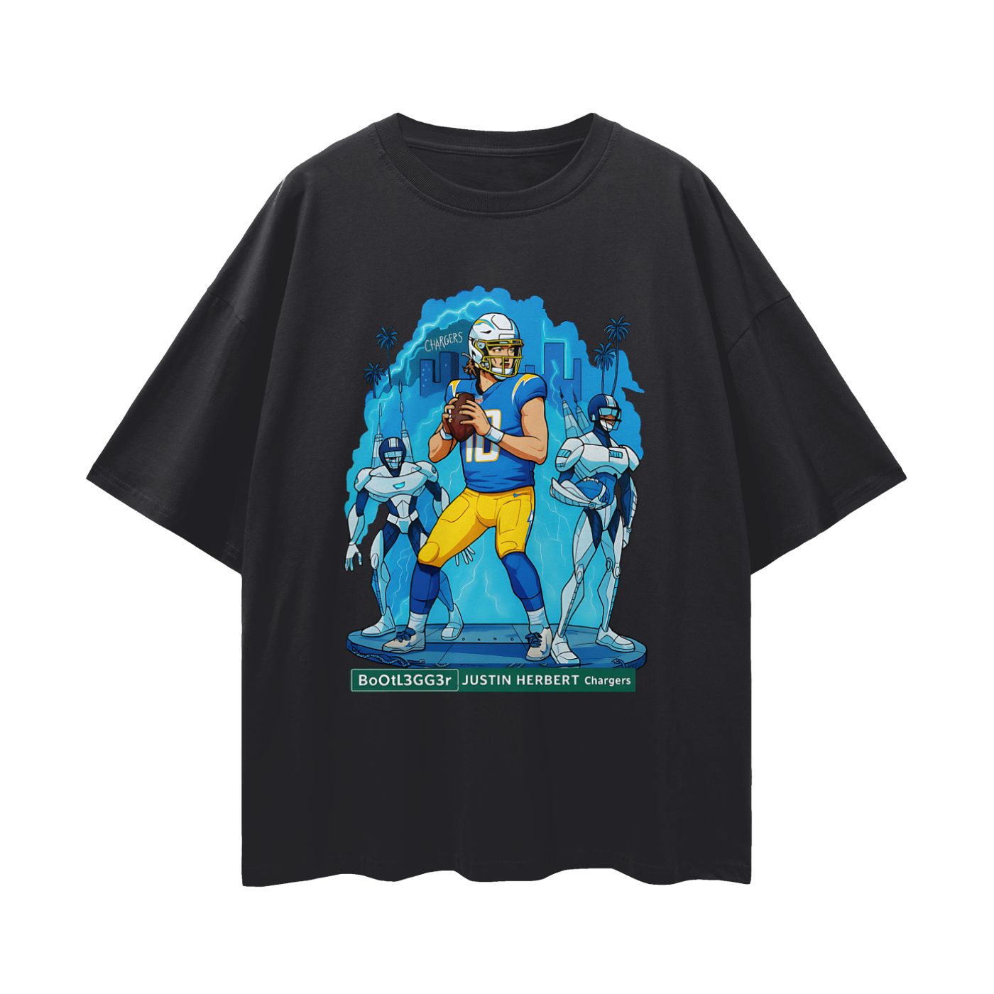 Vintage/Y2K Chargers Justin Herbert Downtown Bootlegger Oversized T Shirt