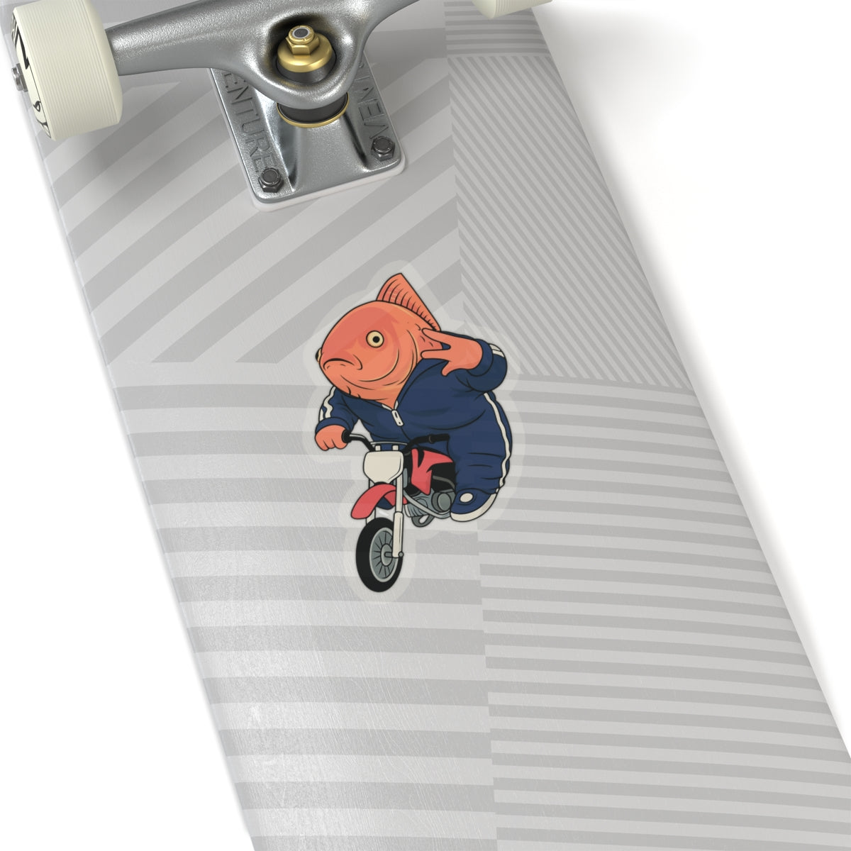 Funny Fish On Dirt Bike Sticker