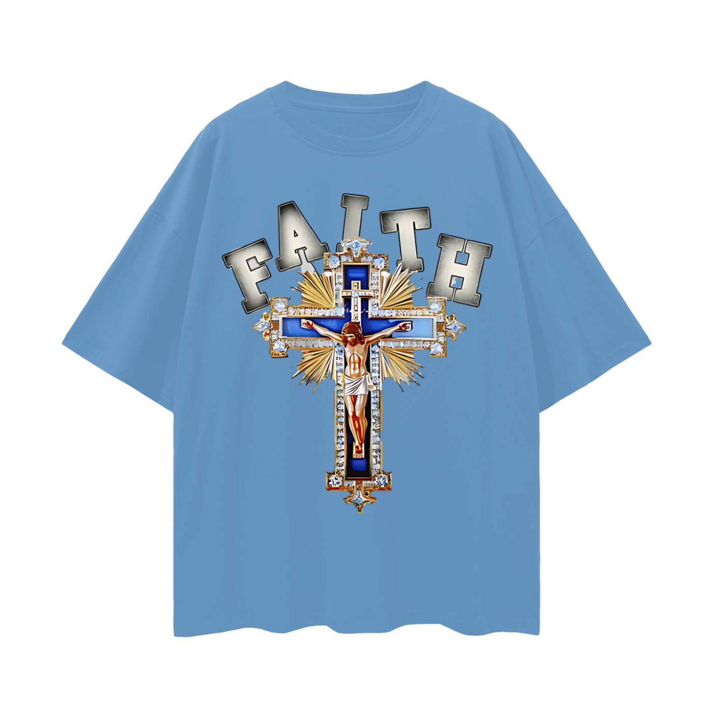 Religious Jesus Faith Cross Y2K Vintage Like Graphic Oversized T Shirt