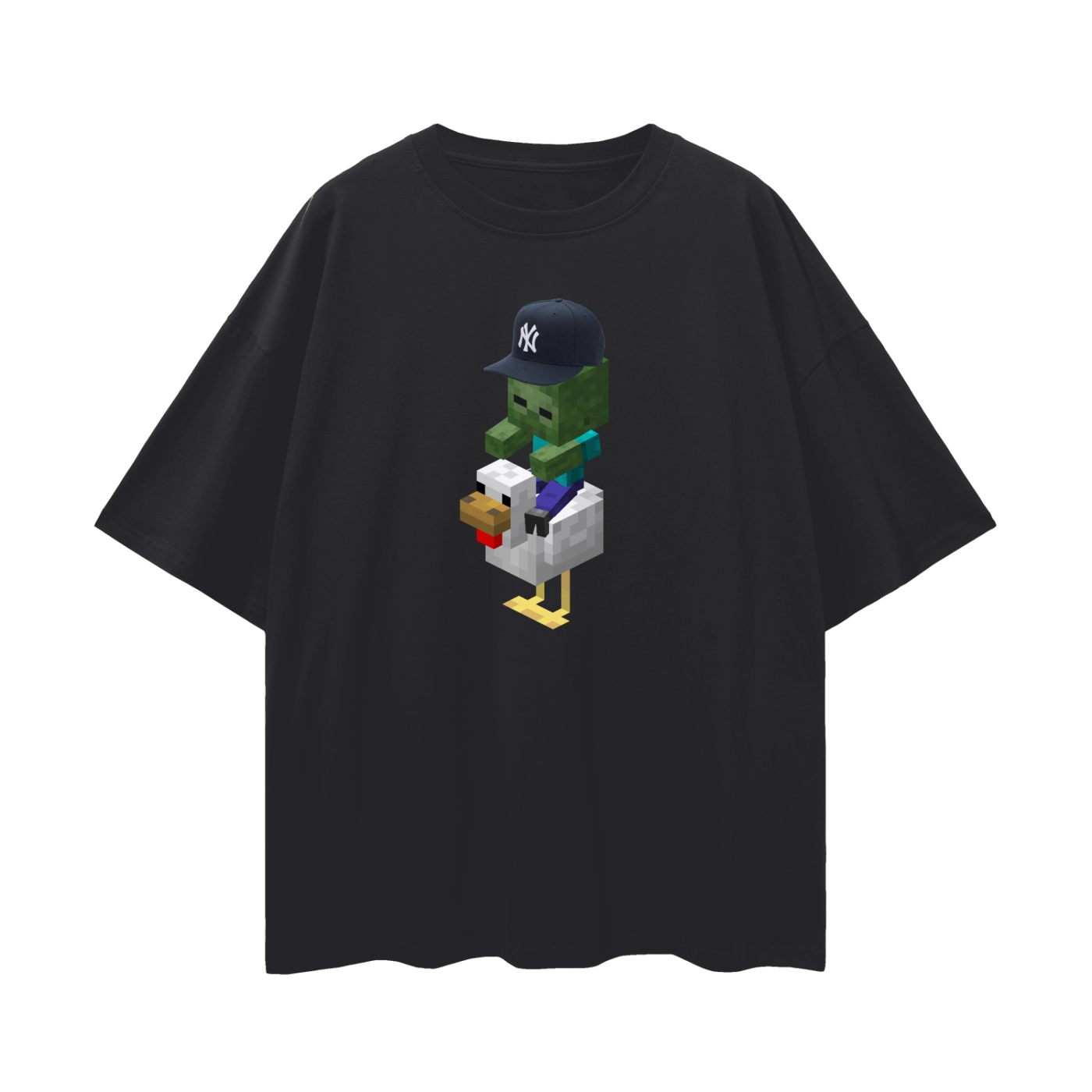 Baby Zombie With NY Fitted Riding A Chicken T Shirt