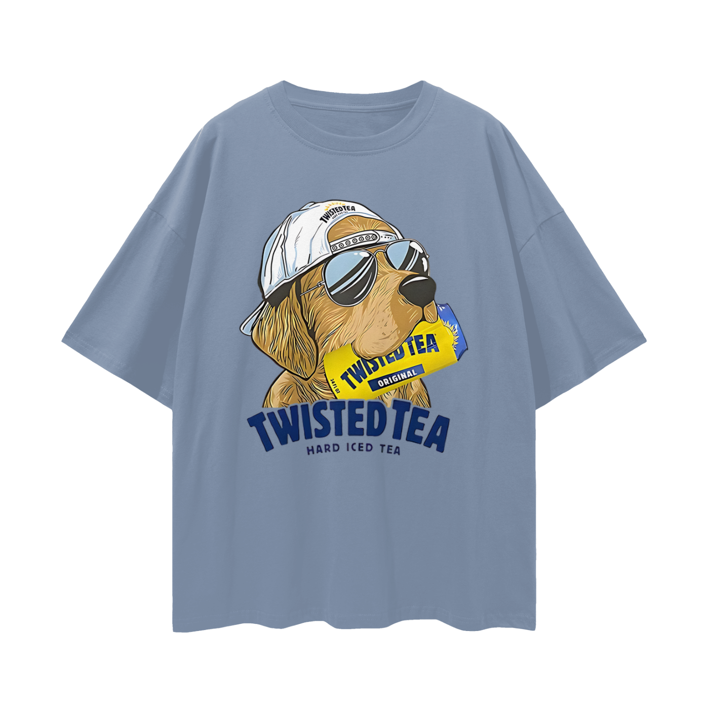 Golden Retriever Funny Twisted Teas Drink Graphic Oversized T Shirt