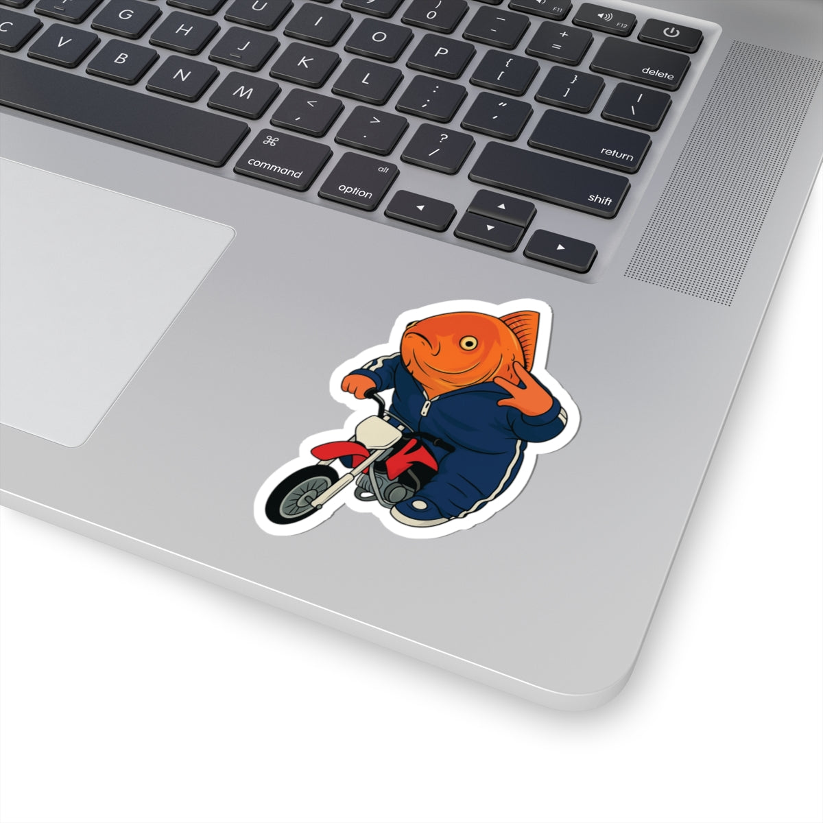 Funny Fish On Dirt Bike Sticker