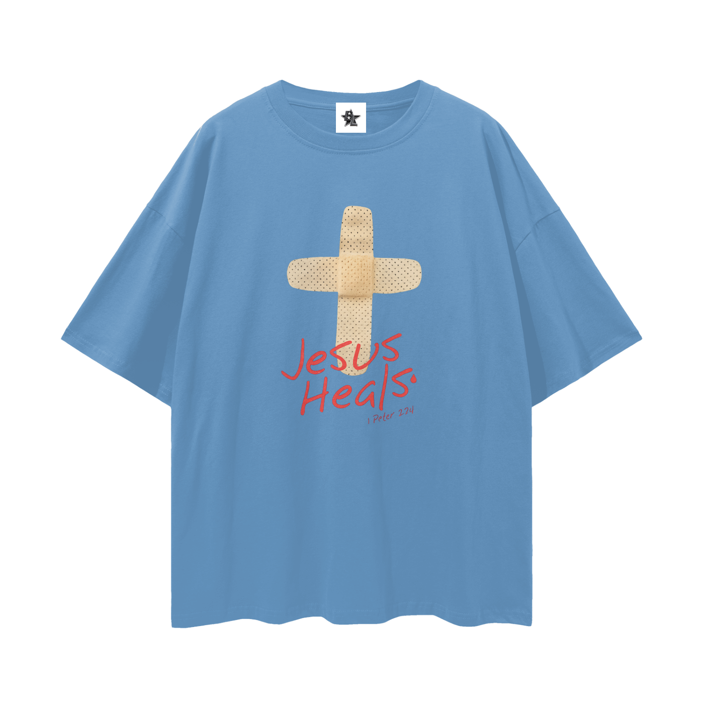 Religous Vintage/Y2K Jesus Heals Band Aid Oversized T Shirt