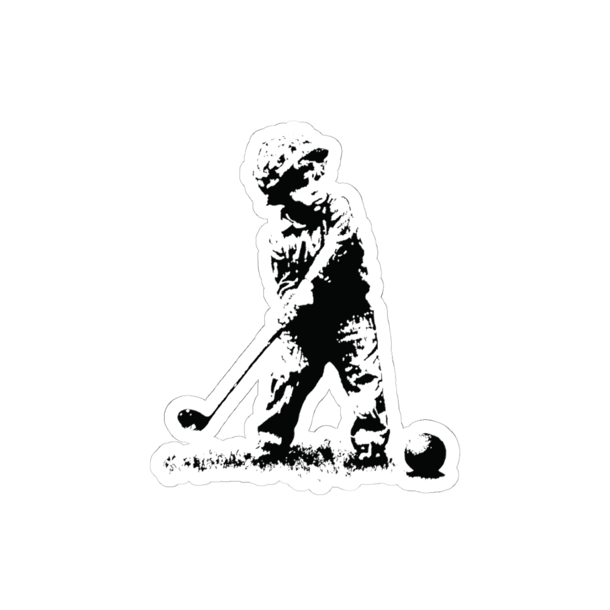 Kid Soldier Golfing Sticker