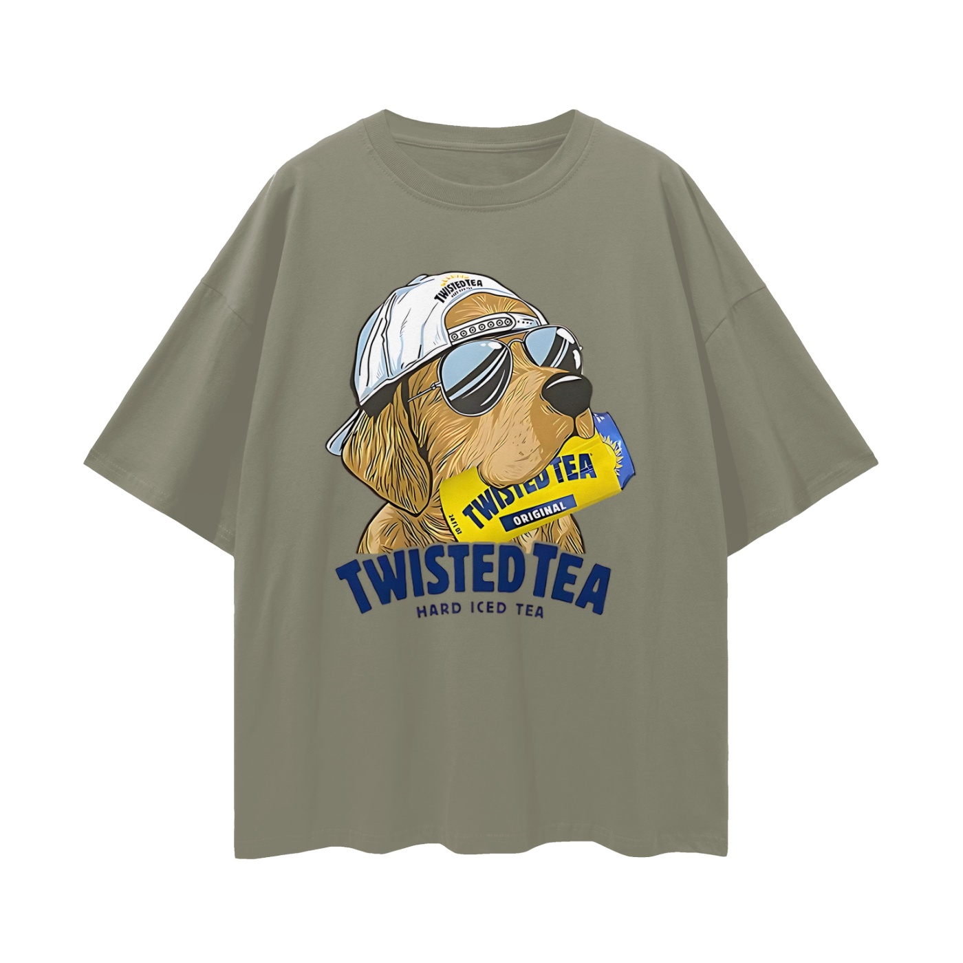 Golden Retriever Funny Twisted Teas Drink Graphic Oversized T Shirt
