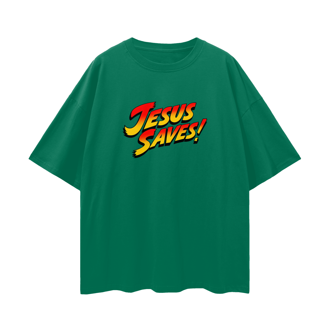 Religious Jesus Saves Street Fighter Like Graphic Oversized T Shirt