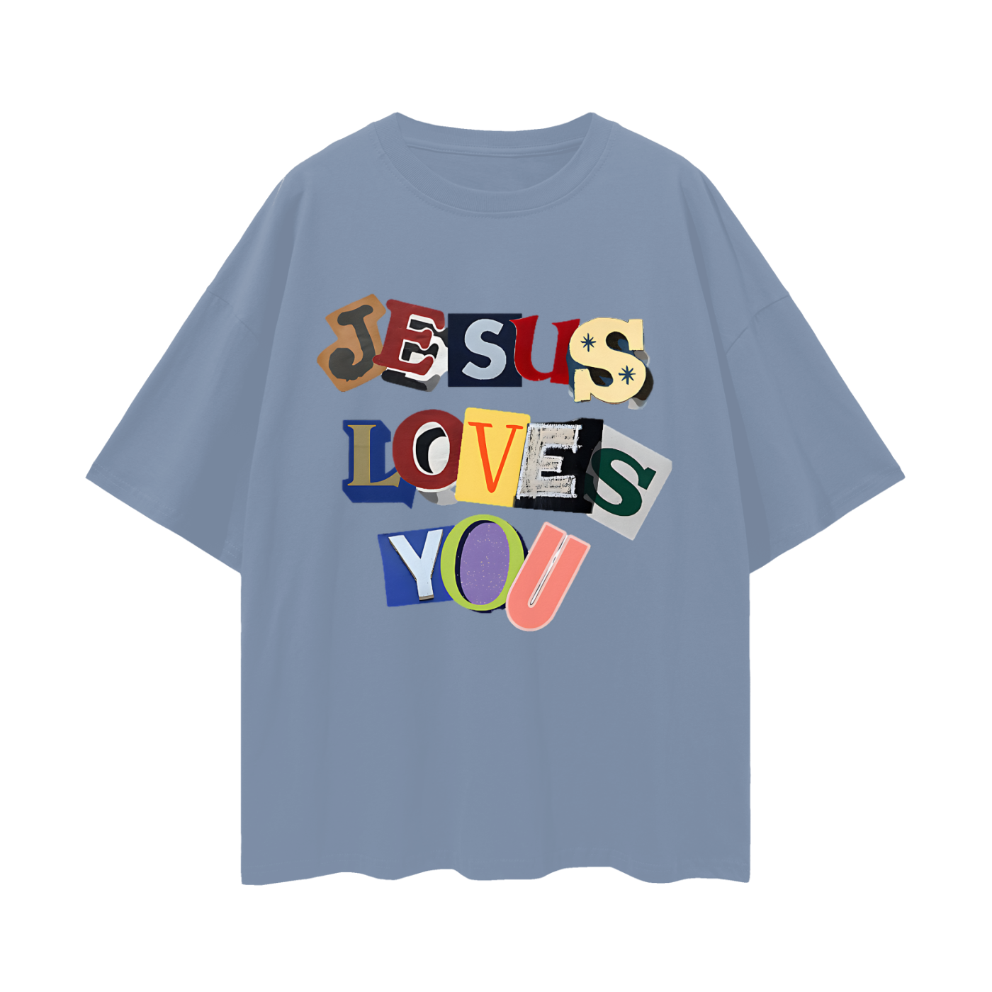Religious Jesus Loves You Graphic Oversized T Shirt