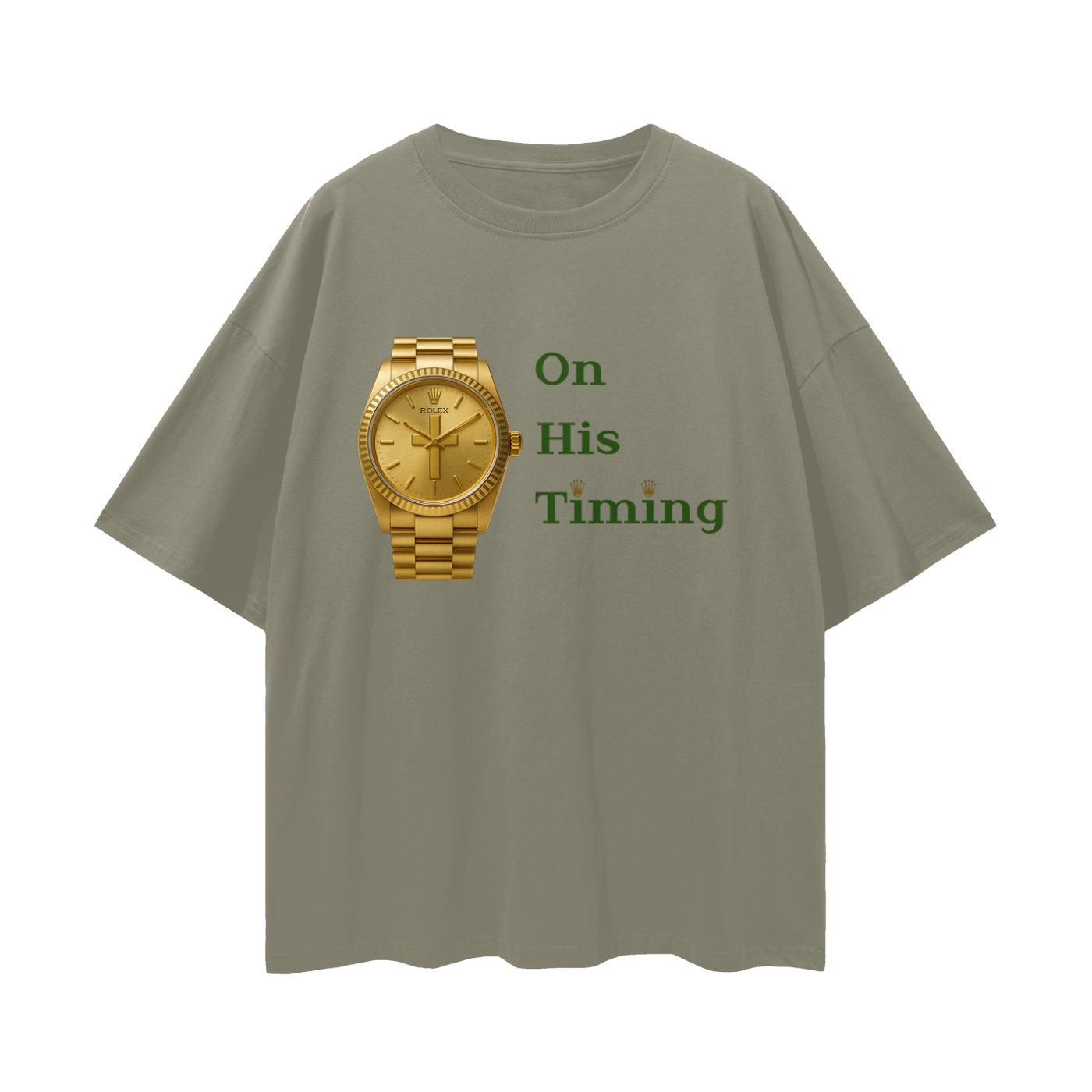 Religious Jesus On His Timing Rolex Like Graphic Oversized T Shirt