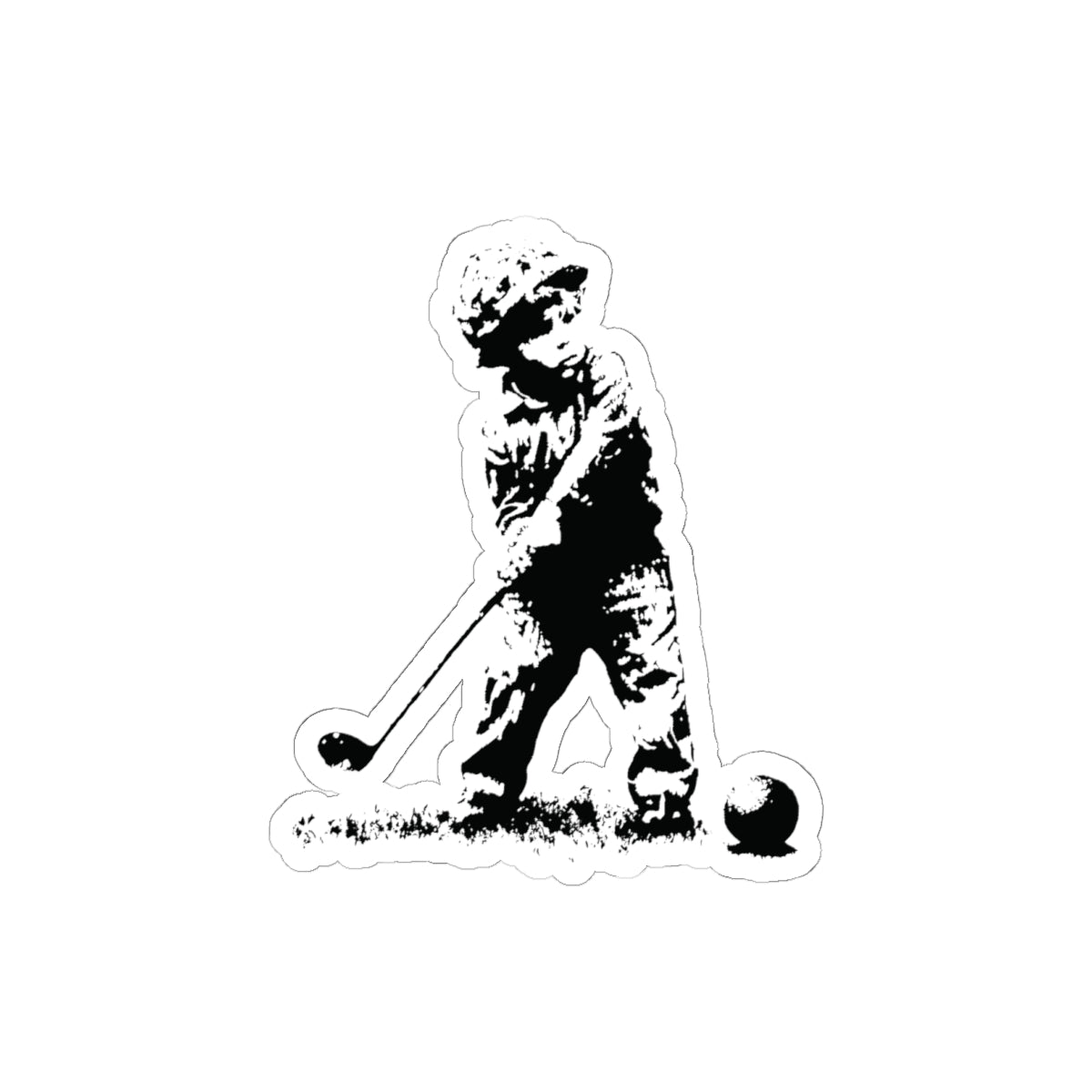Kid Soldier Golfing Sticker