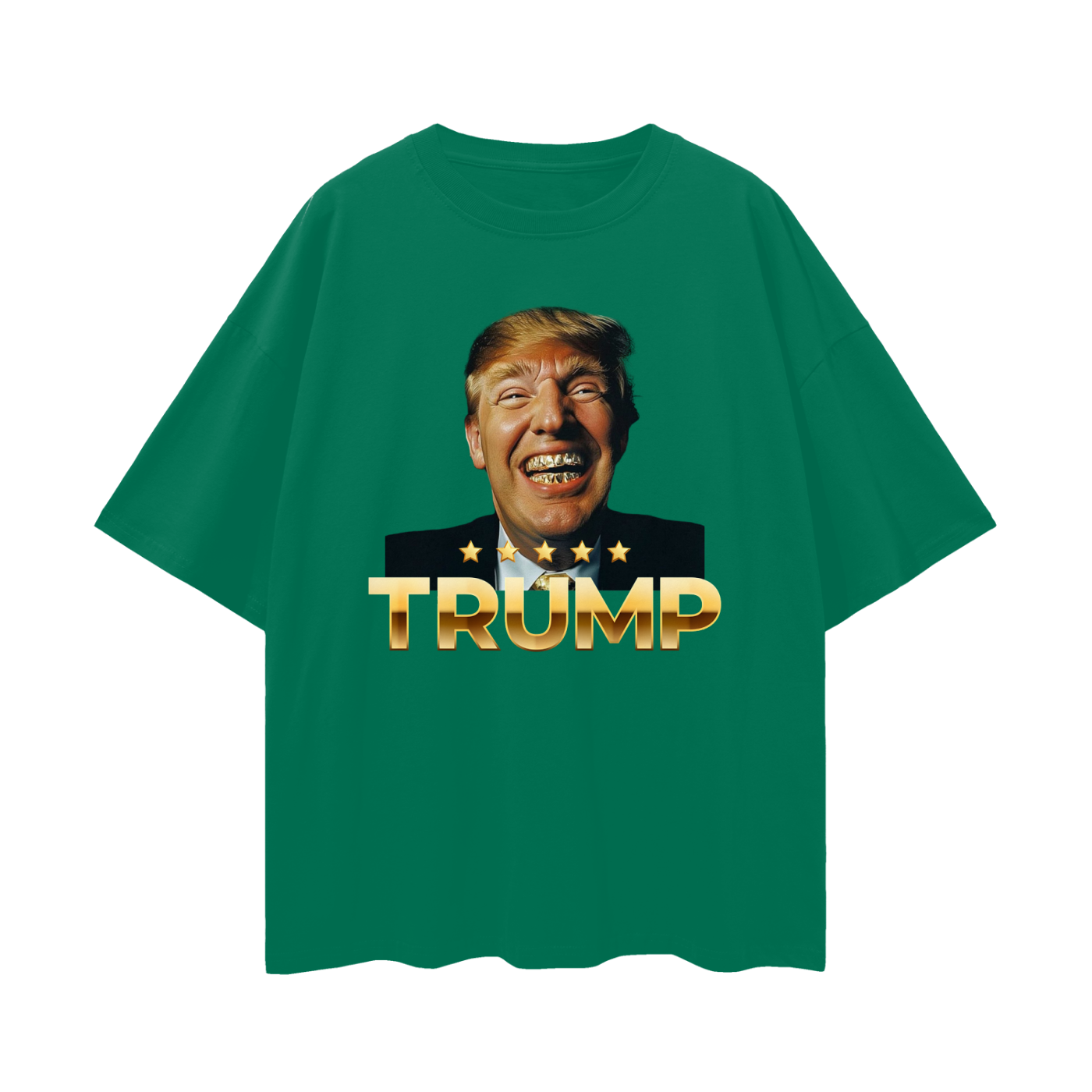 Funny Donald Trump With Gold Grillz Graphic Oversized T Shirt