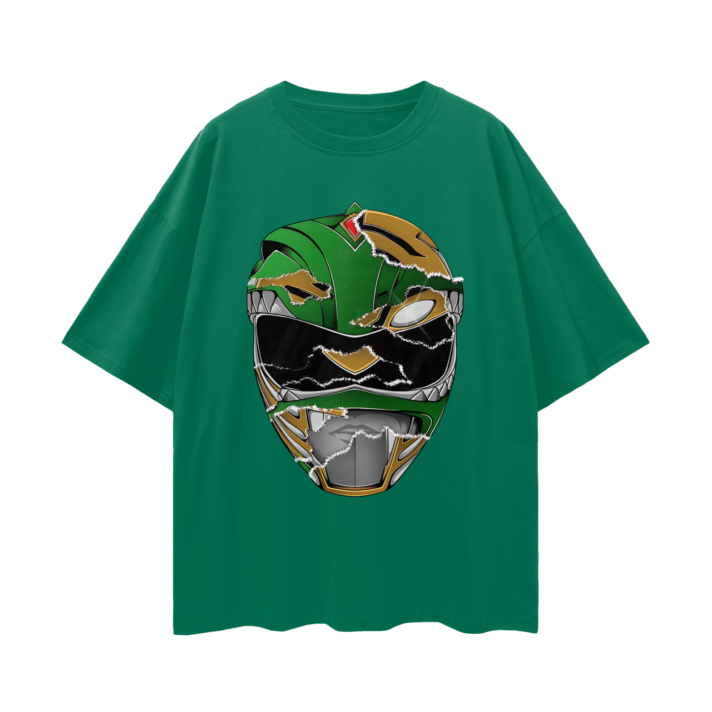 Vintage/Y2K Green Power Ranger Mask Oversized T Shirt