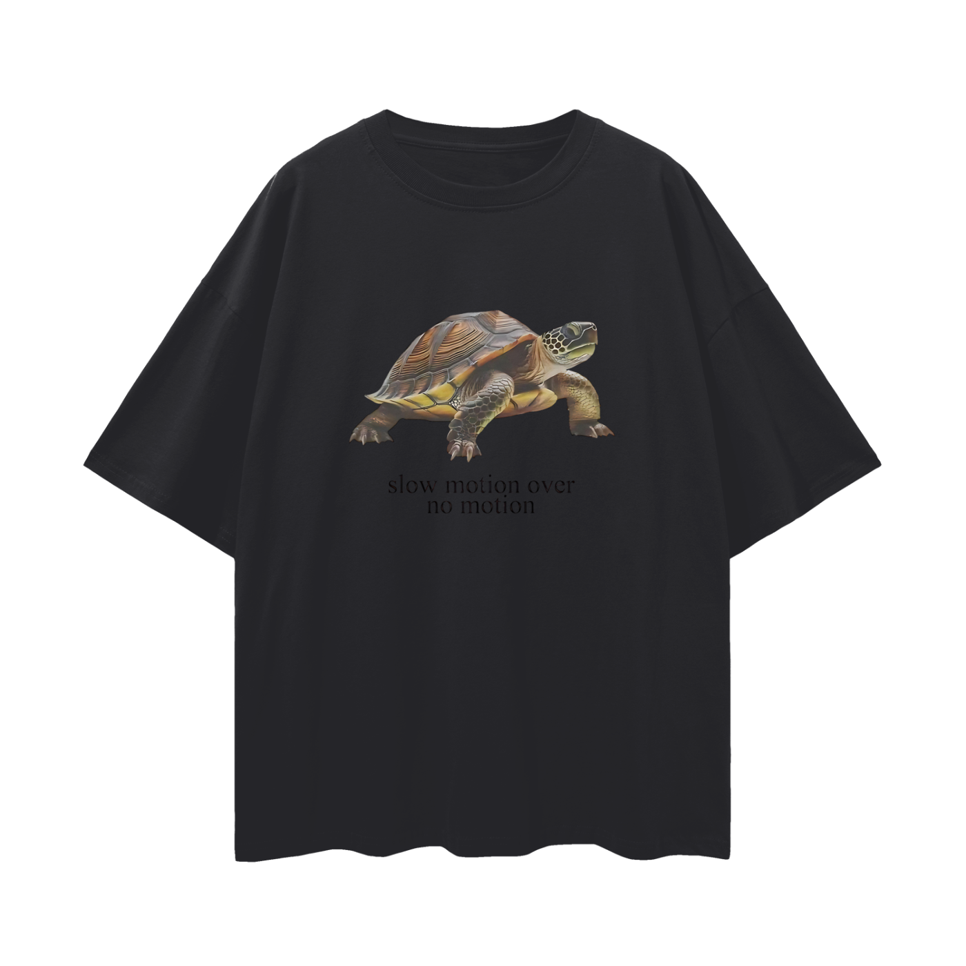 Funny Slow Motion Over No Motion Turtle Vintage Like Graphic Oversized T Shirt