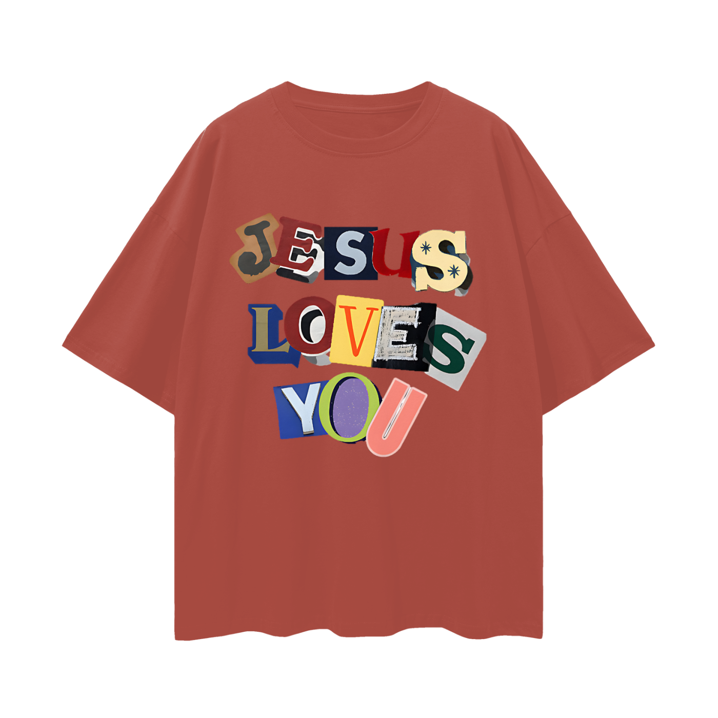 Religious Jesus Loves You Graphic Oversized T Shirt