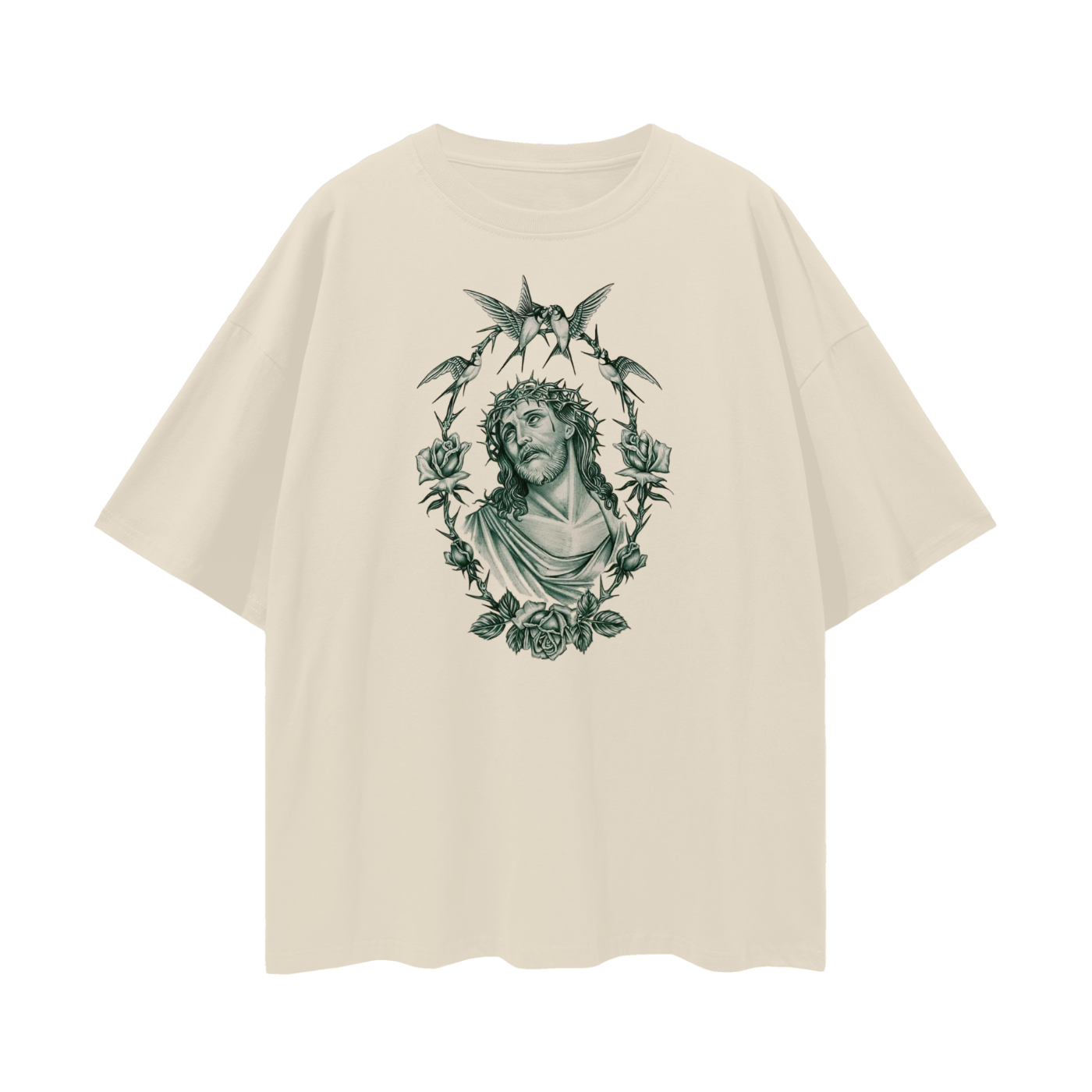 Vintage Like Jesus Roses Graphic Oversized T Shirt