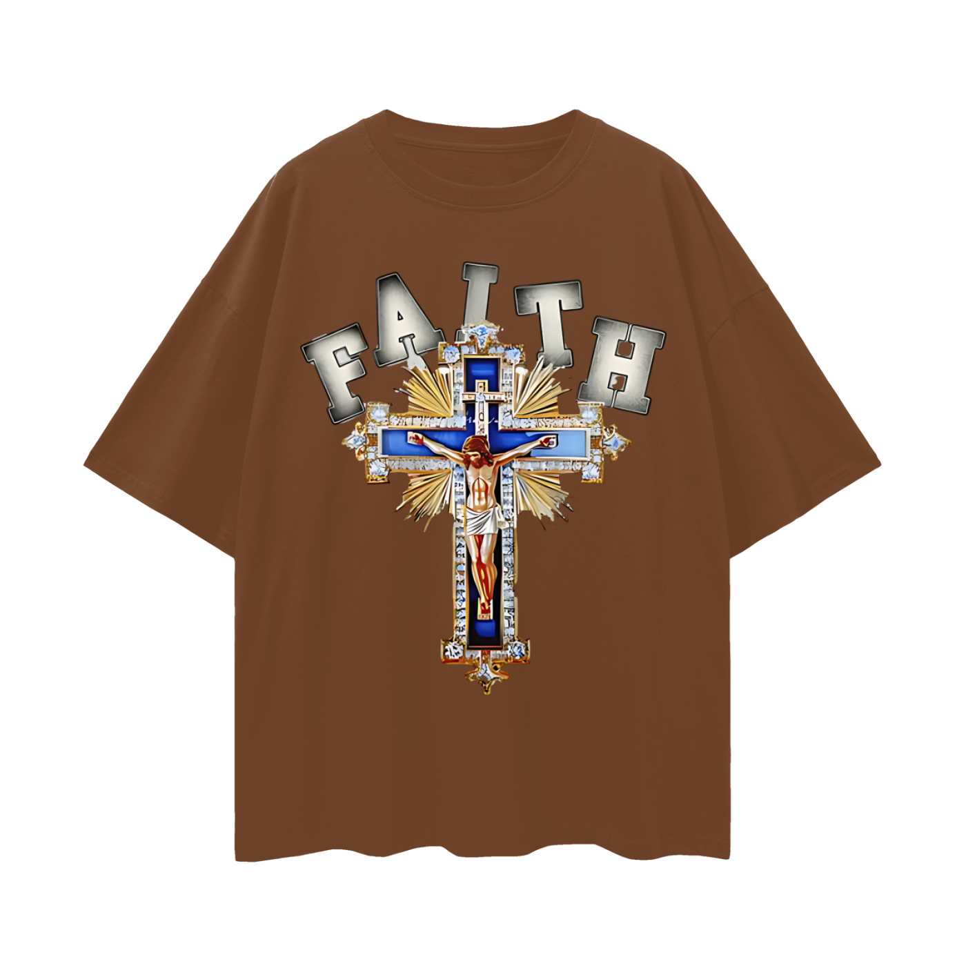 Religious Jesus Faith Cross Y2K Vintage Like Graphic Oversized T Shirt