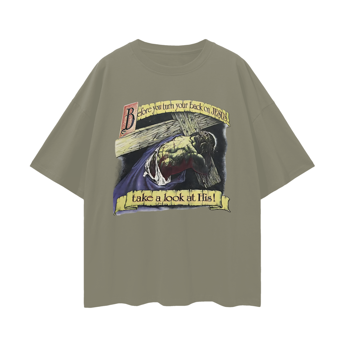 Religious Jesus Vintage Like Graphic Oversized T Shirt
