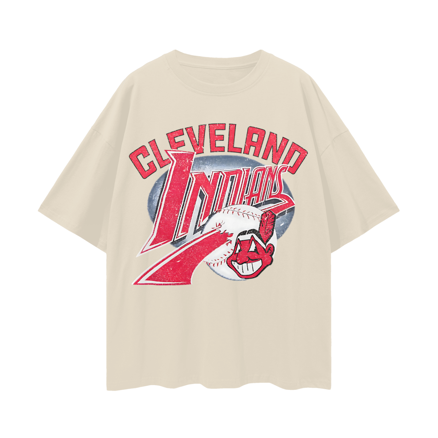 Vintage Like Cleveland Indians Baseball Graphic Oversized T Shirt