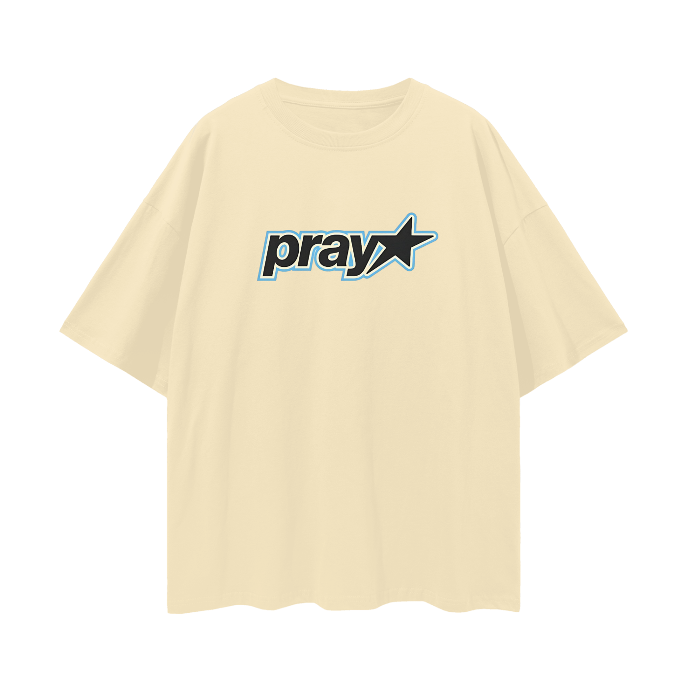 Religious Pray With Star Graphic Oversized T Shirt