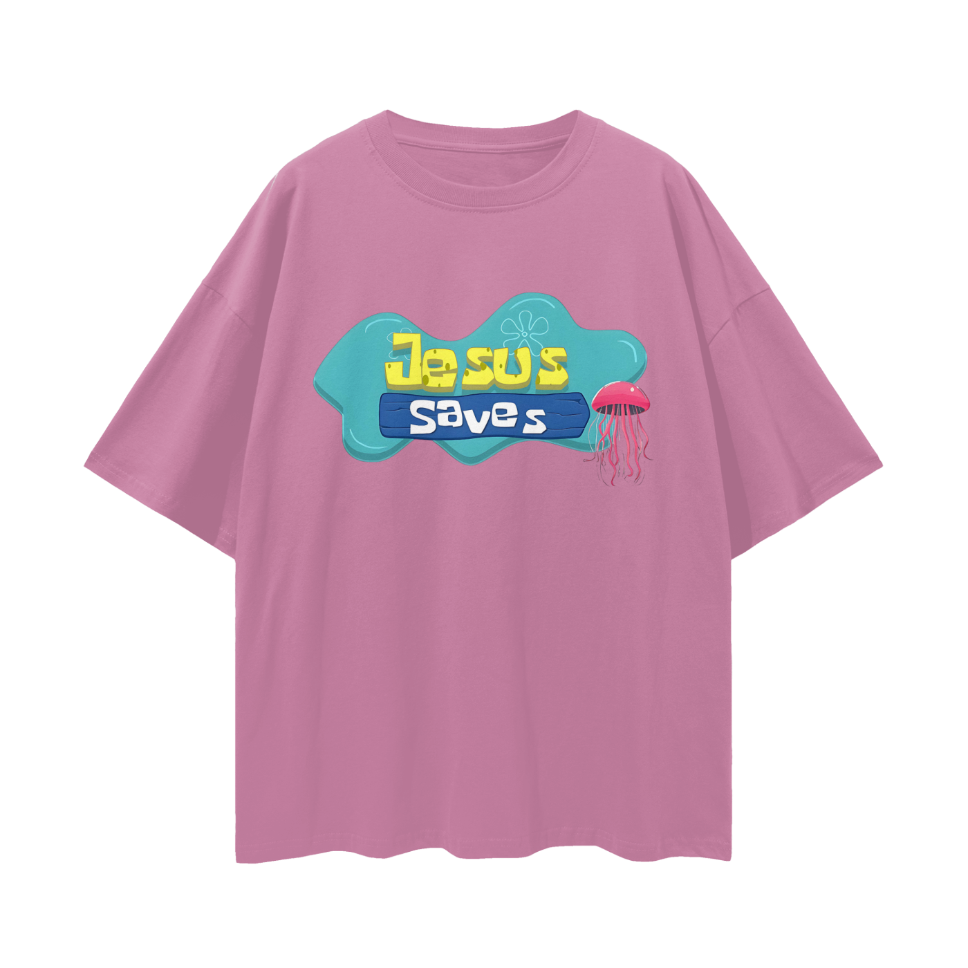 Religious Jesus Saves Spongebob Graphic Oversized T Shirt