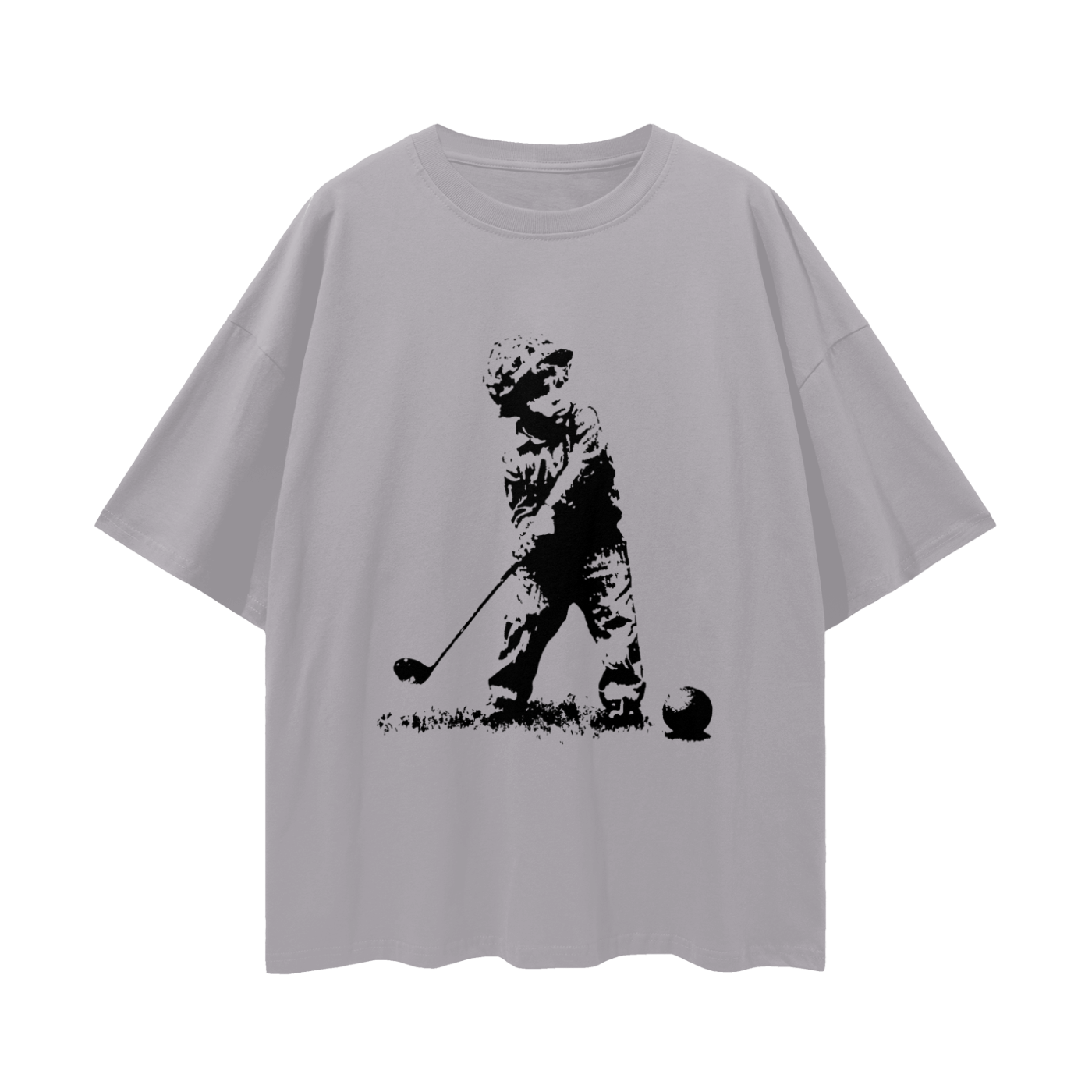 Kid Soldier Golfing Graphic Oversized T Shirt