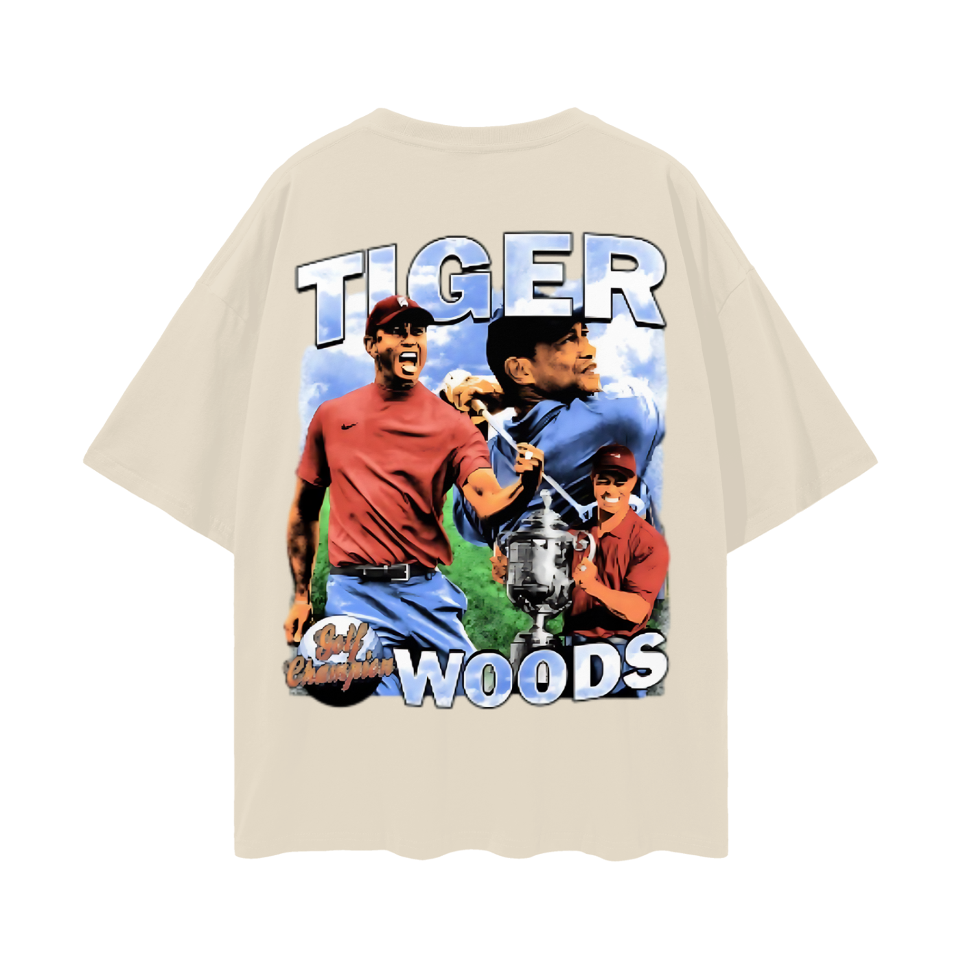 Vintage Like Tiger Woods Double Sides Graphic Oversized T Shirt