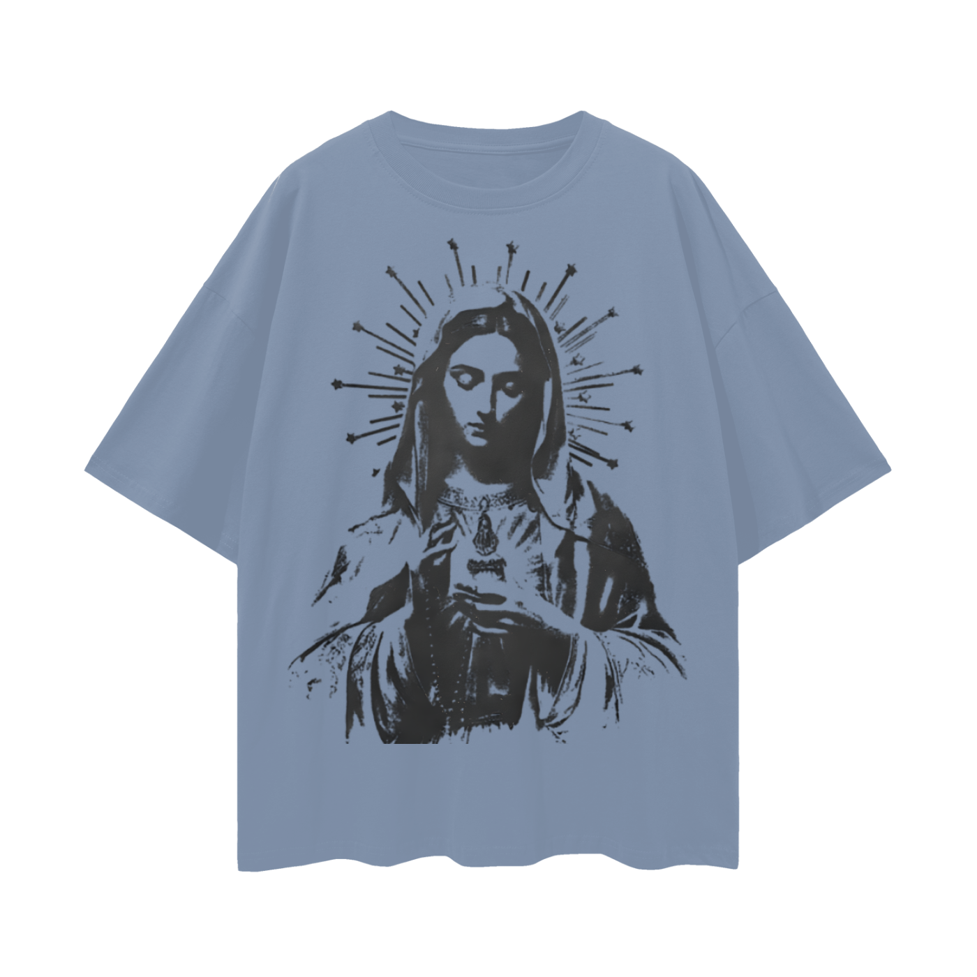Religious Jesus Virgen Mary Graphic Oversized T Shirt
