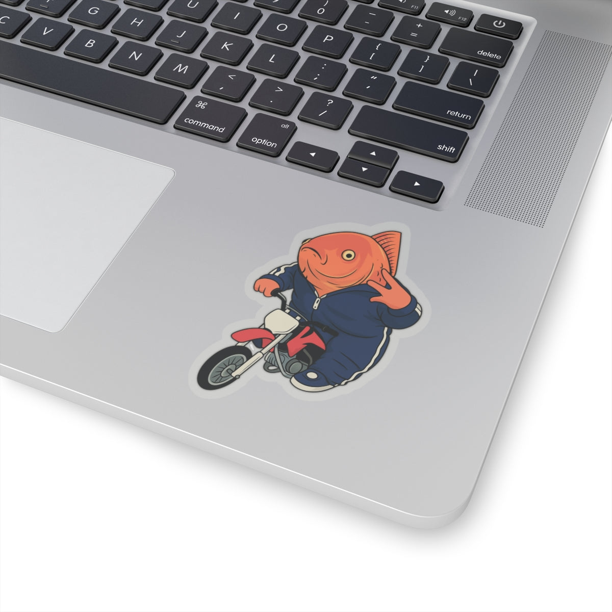 Funny Fish On Dirt Bike Sticker