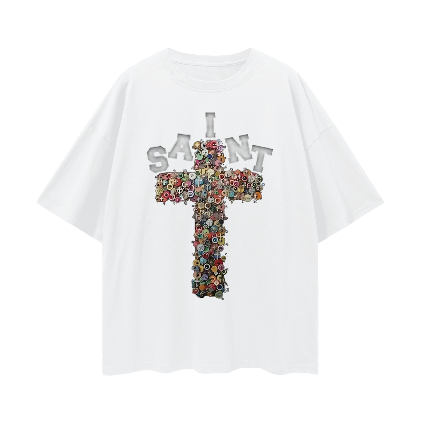 Vintage Like Saint Cross Oversized T Shirt