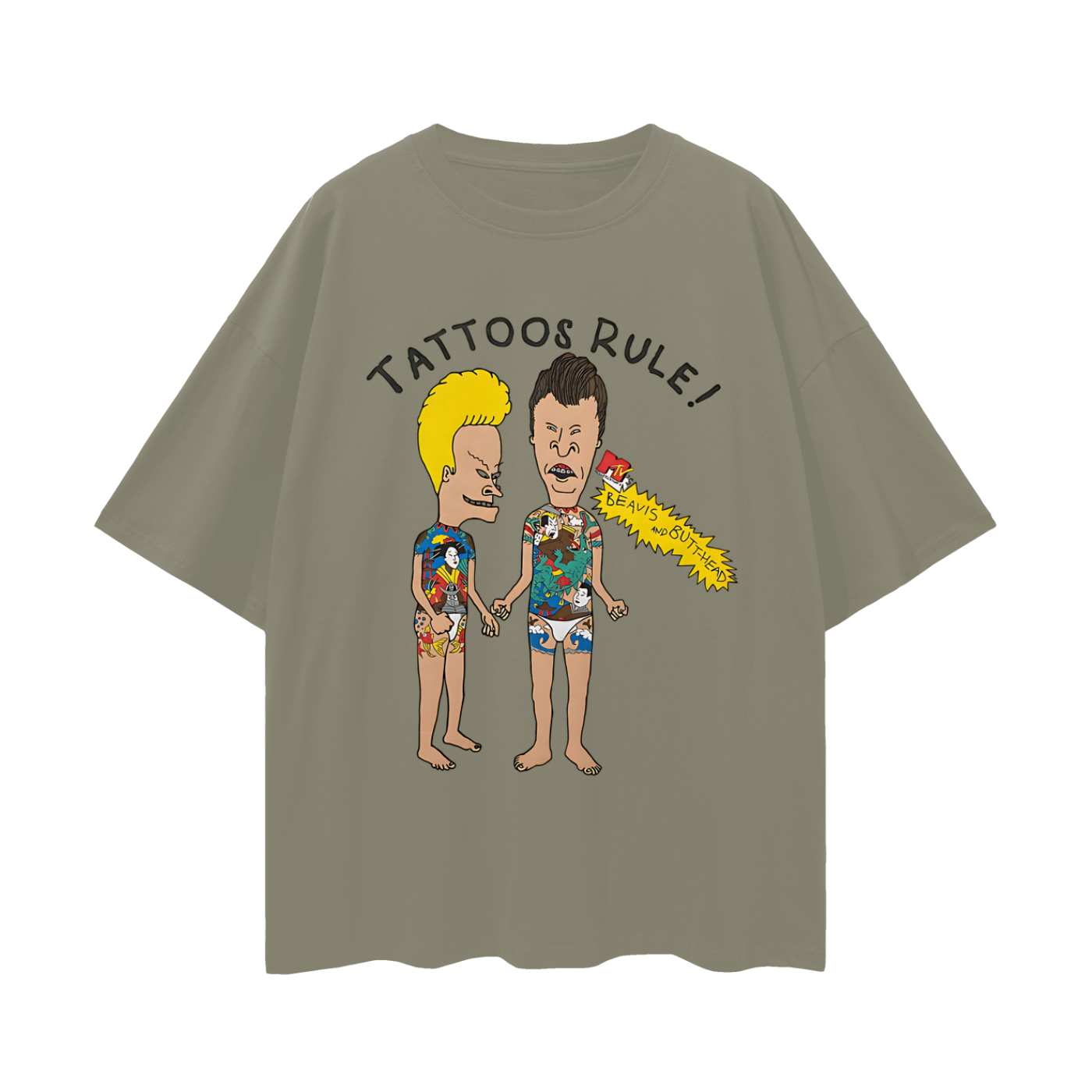 Beavis & Butthead Tattoos Rule 90s Vintage Like Graphic Oversized T Shirt