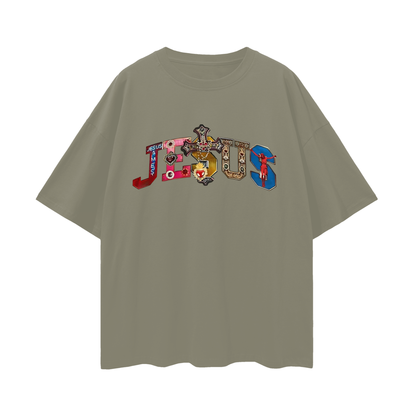 Religious Jesus Spell Out Graphic Oversized T Shirt