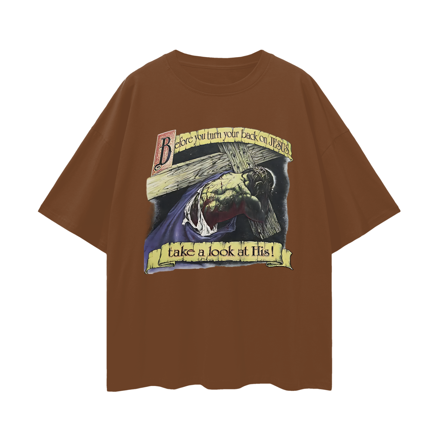 Religious Jesus Vintage Like Graphic Oversized T Shirt
