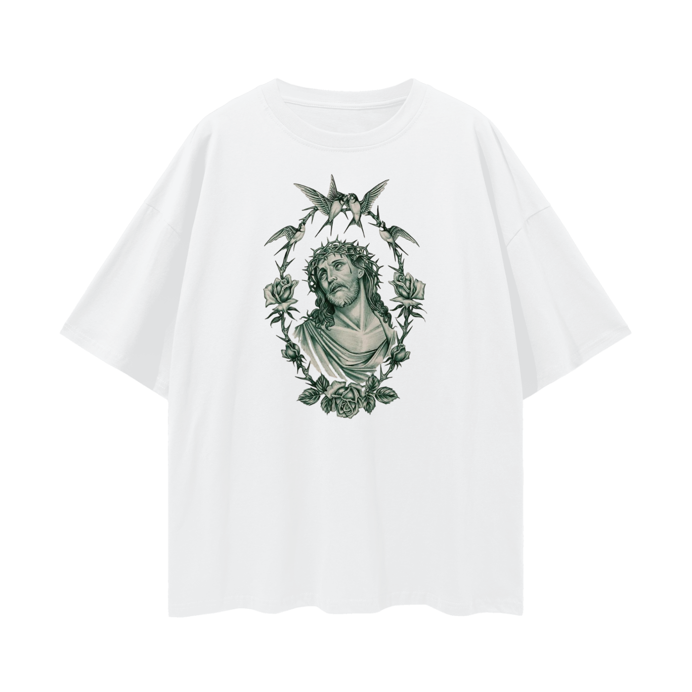 Vintage Like Jesus Roses Graphic Oversized T Shirt