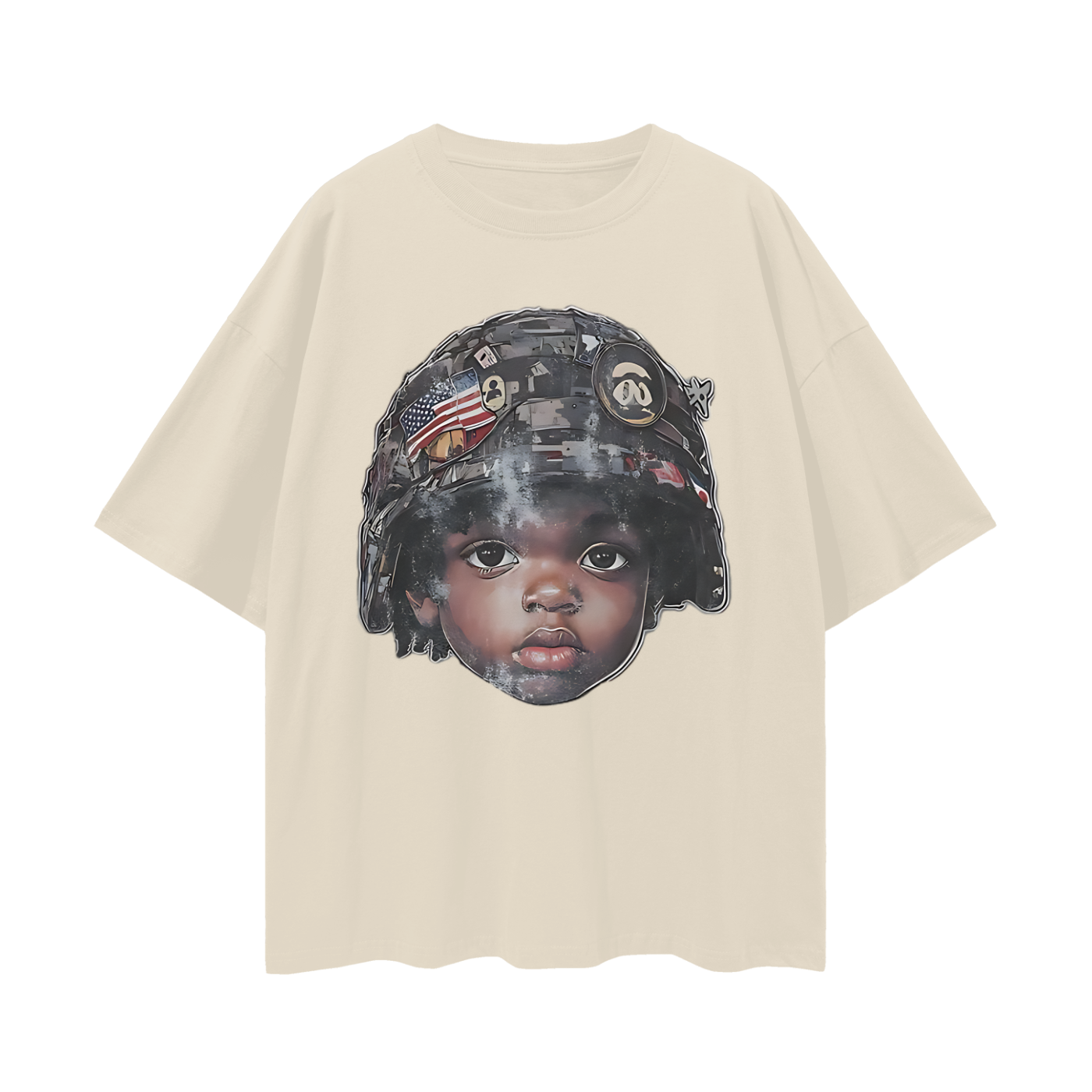 Vintage Like Baby War Helmet Oversized T Shirt