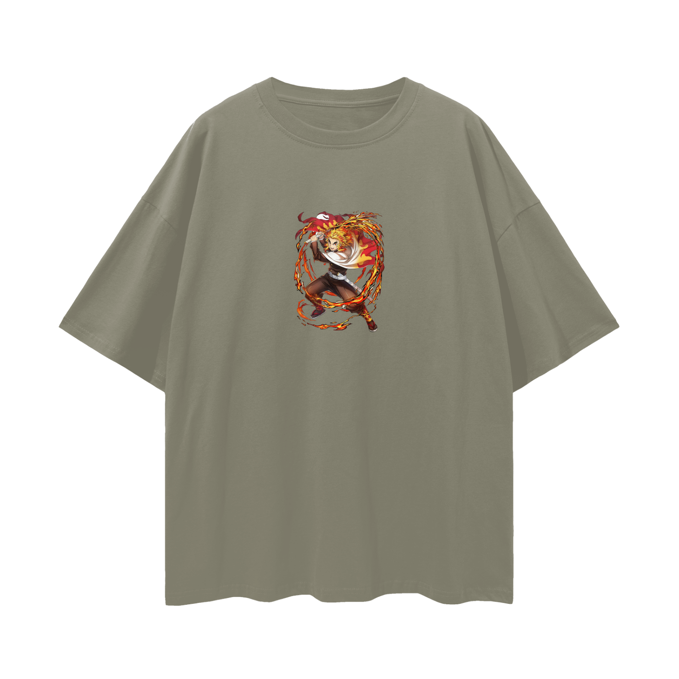 Vintage/Y2K Demon Flamehashira Slayer Anime Oversized T Shirt