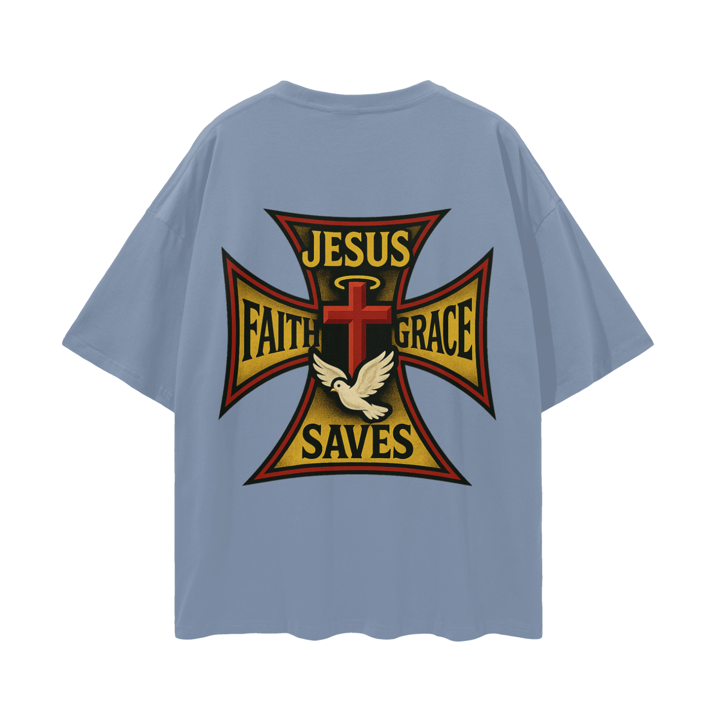 Religious Jesus Saves West Coast Choppers Like Graphic Oversized T Shirt