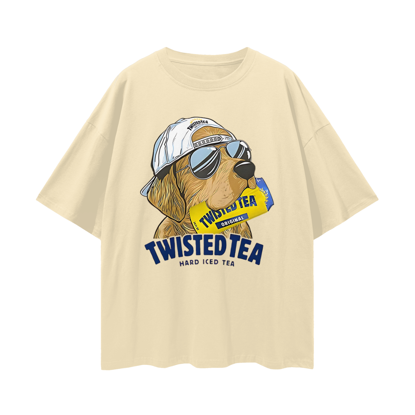 Golden Retriever Funny Twisted Teas Drink Graphic Oversized T Shirt