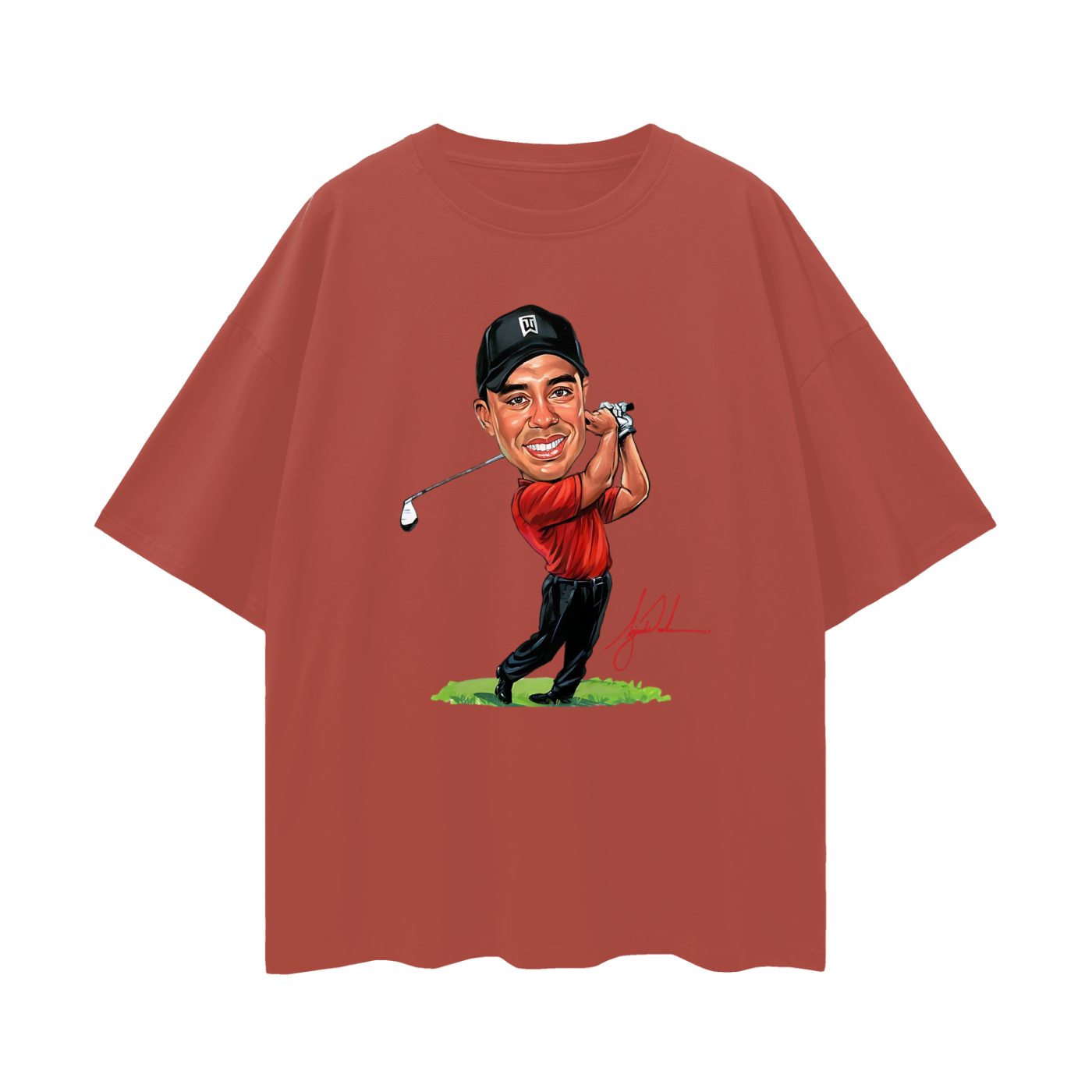 Vintage Like Tiger Wood Cartoon Graphic Oversized T Shirt